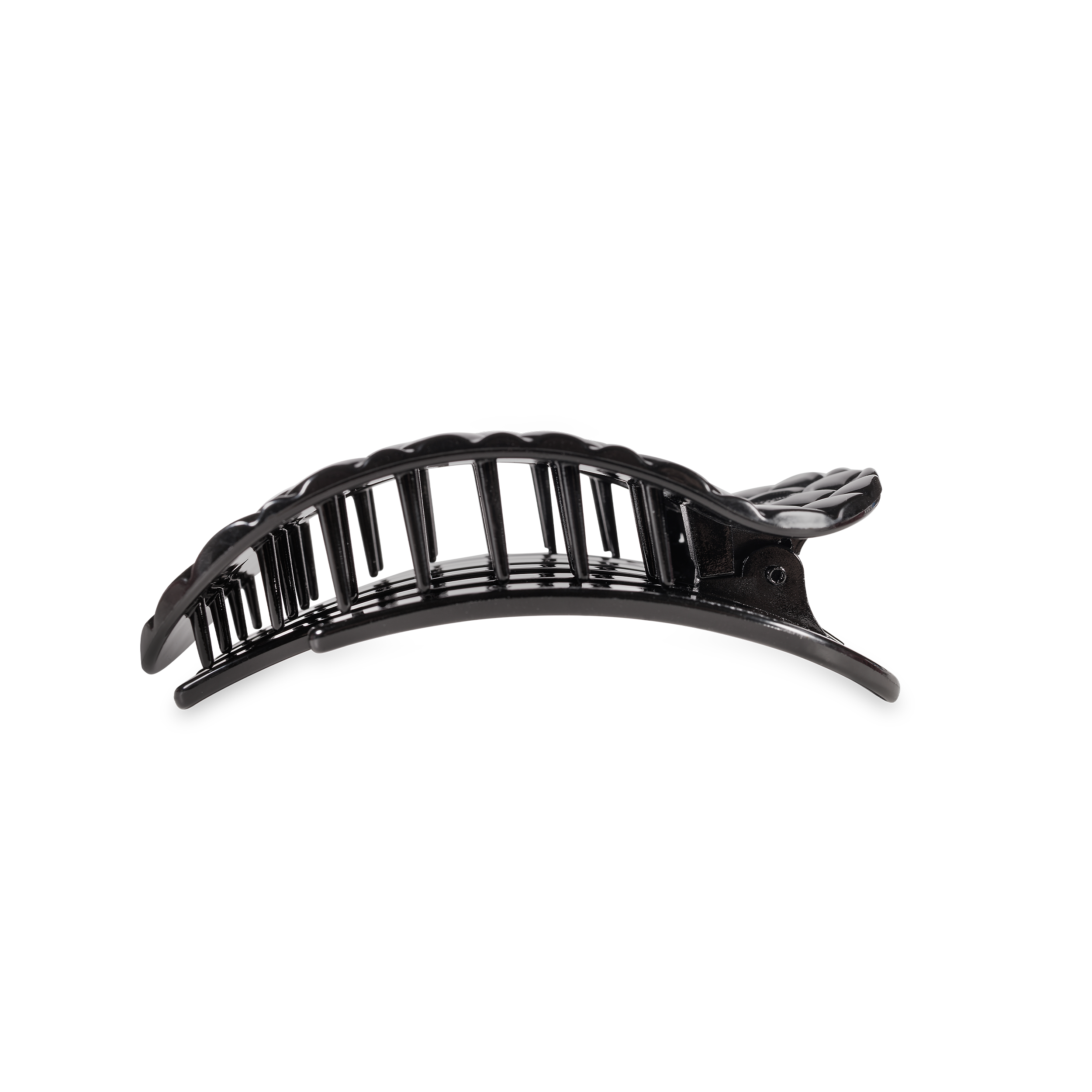 Flat Round Hair Clip | Medium | Jet Black Quilted