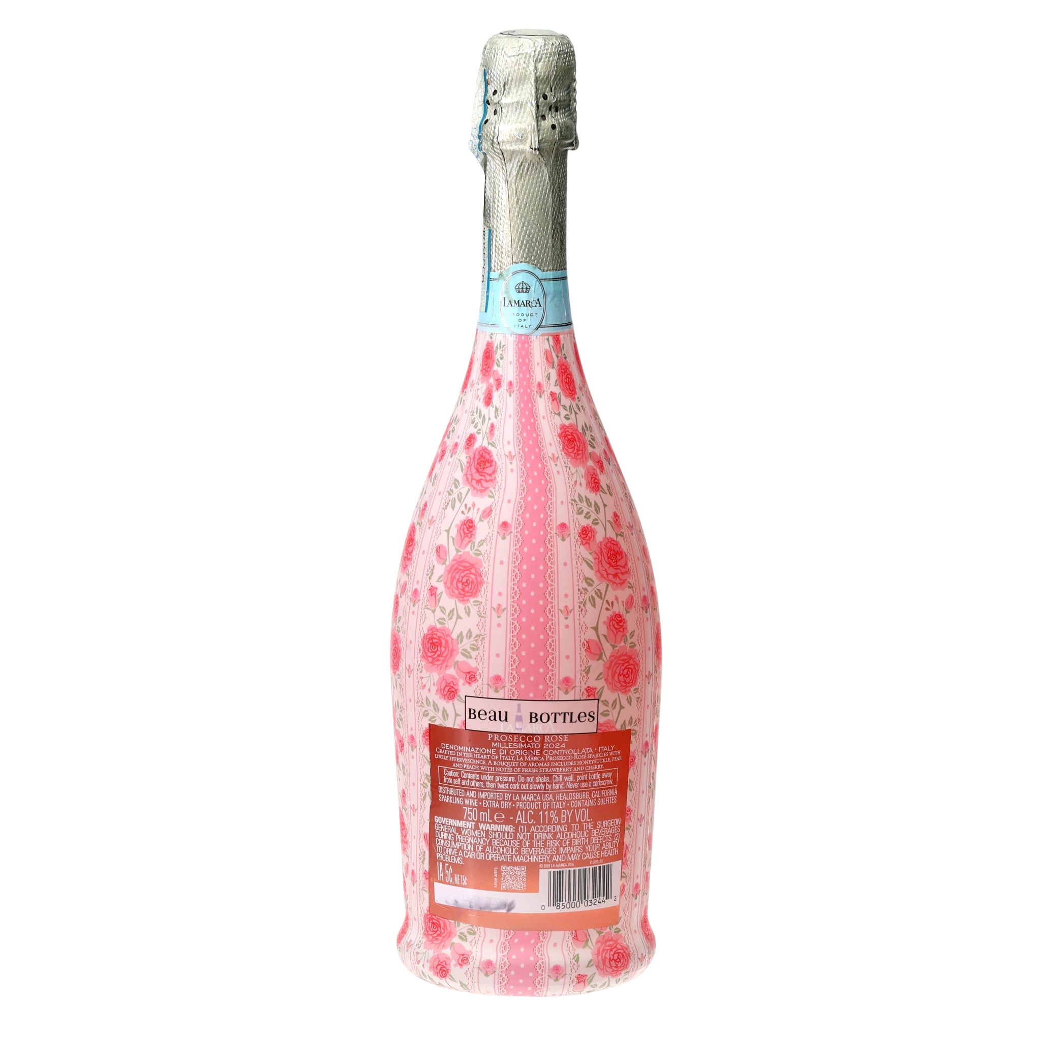 Pink Chateau Rose Stripe Prosecco Bottle Wrap