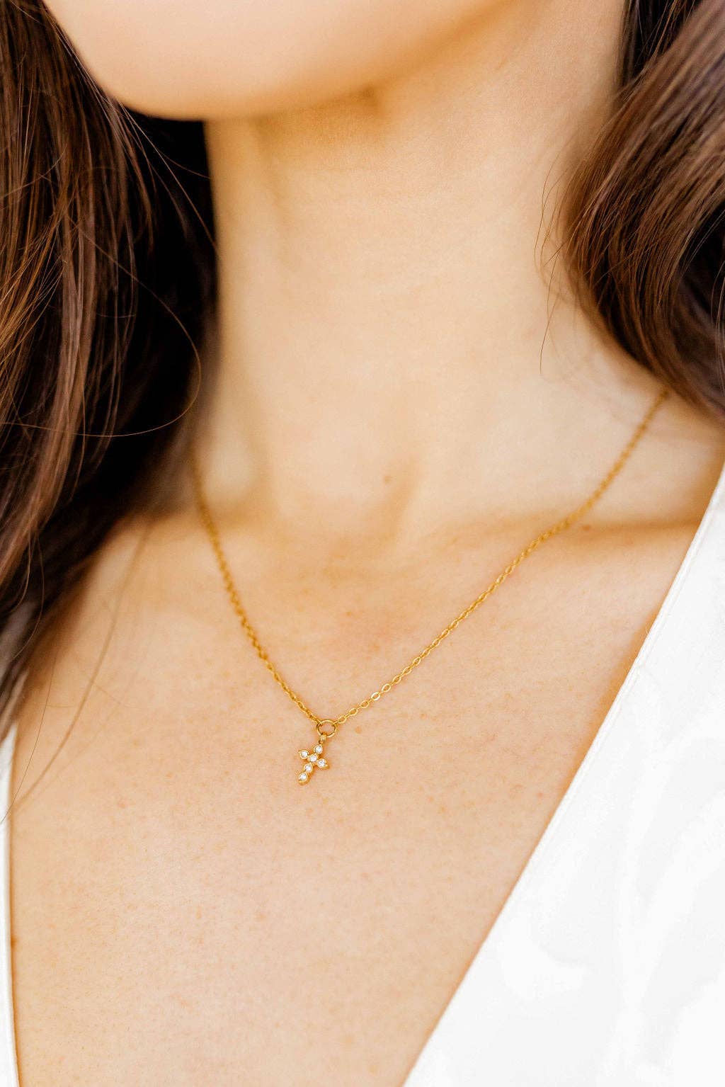 Gold Carly Cross Necklace