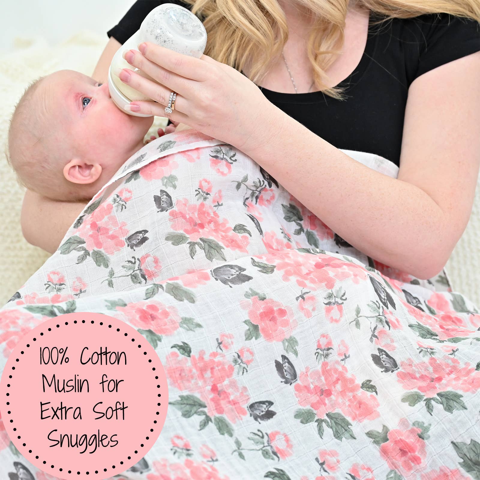 Pretty in Peony Muslin Swaddle Blanket