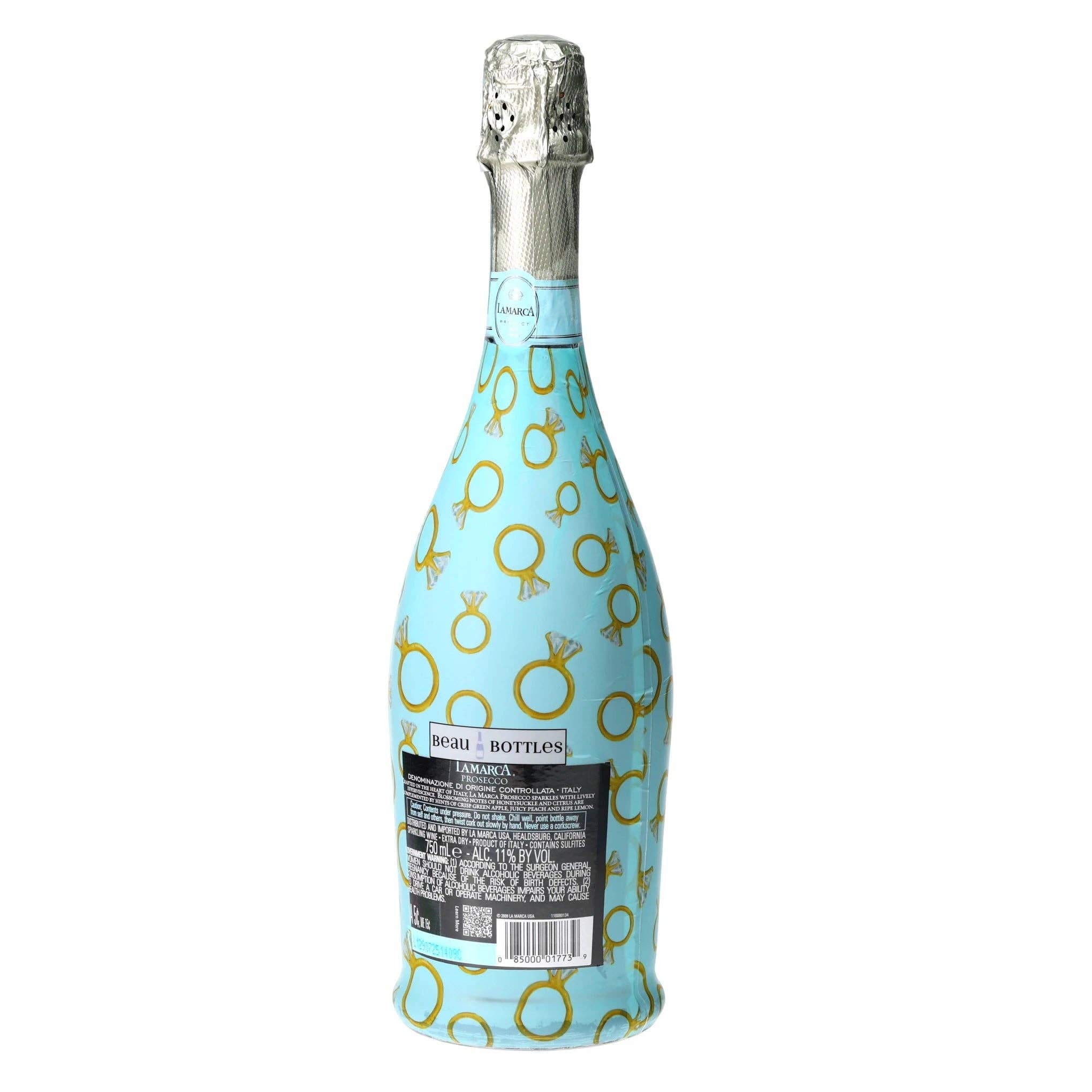 Blue Engagement Ring Prosecco Bottle Wrap