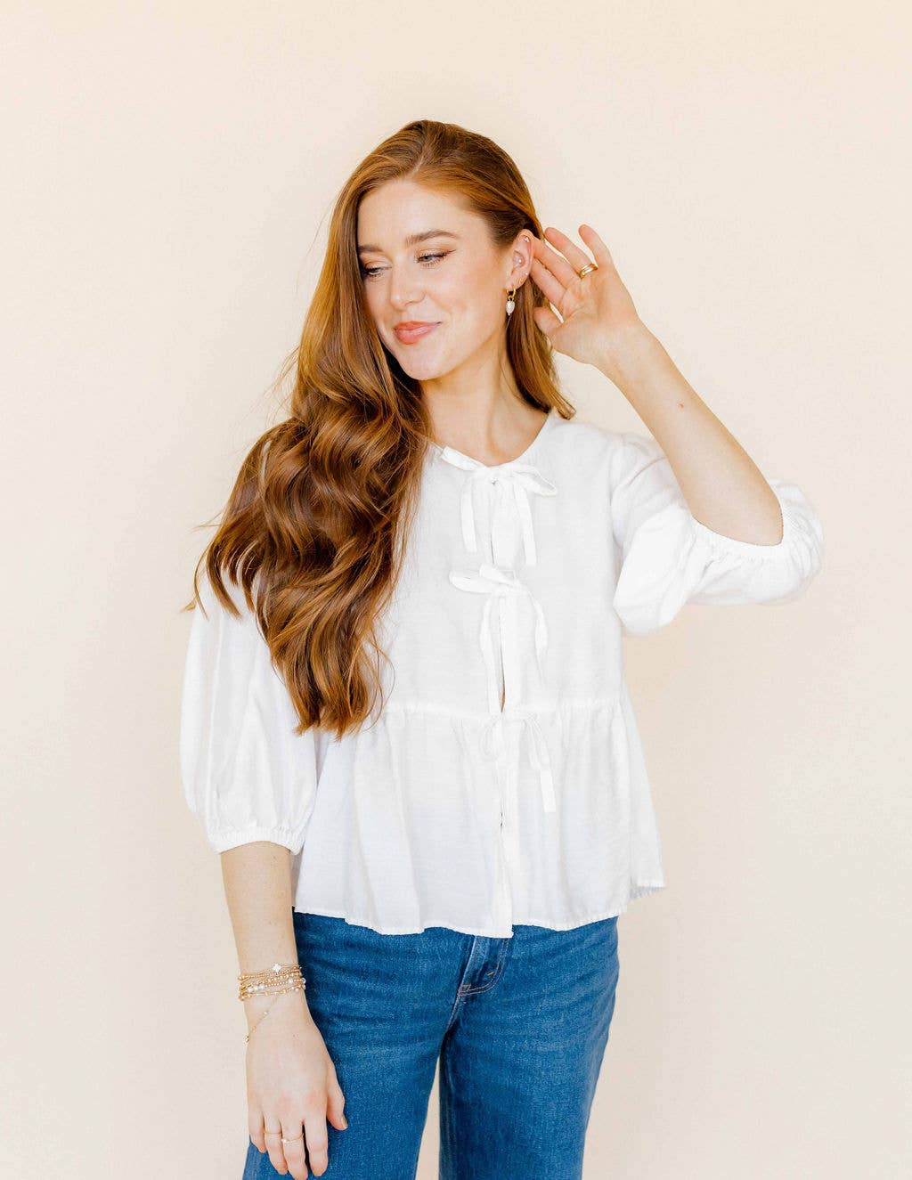 Gold Sadie Bow Screwback Stud Earrings