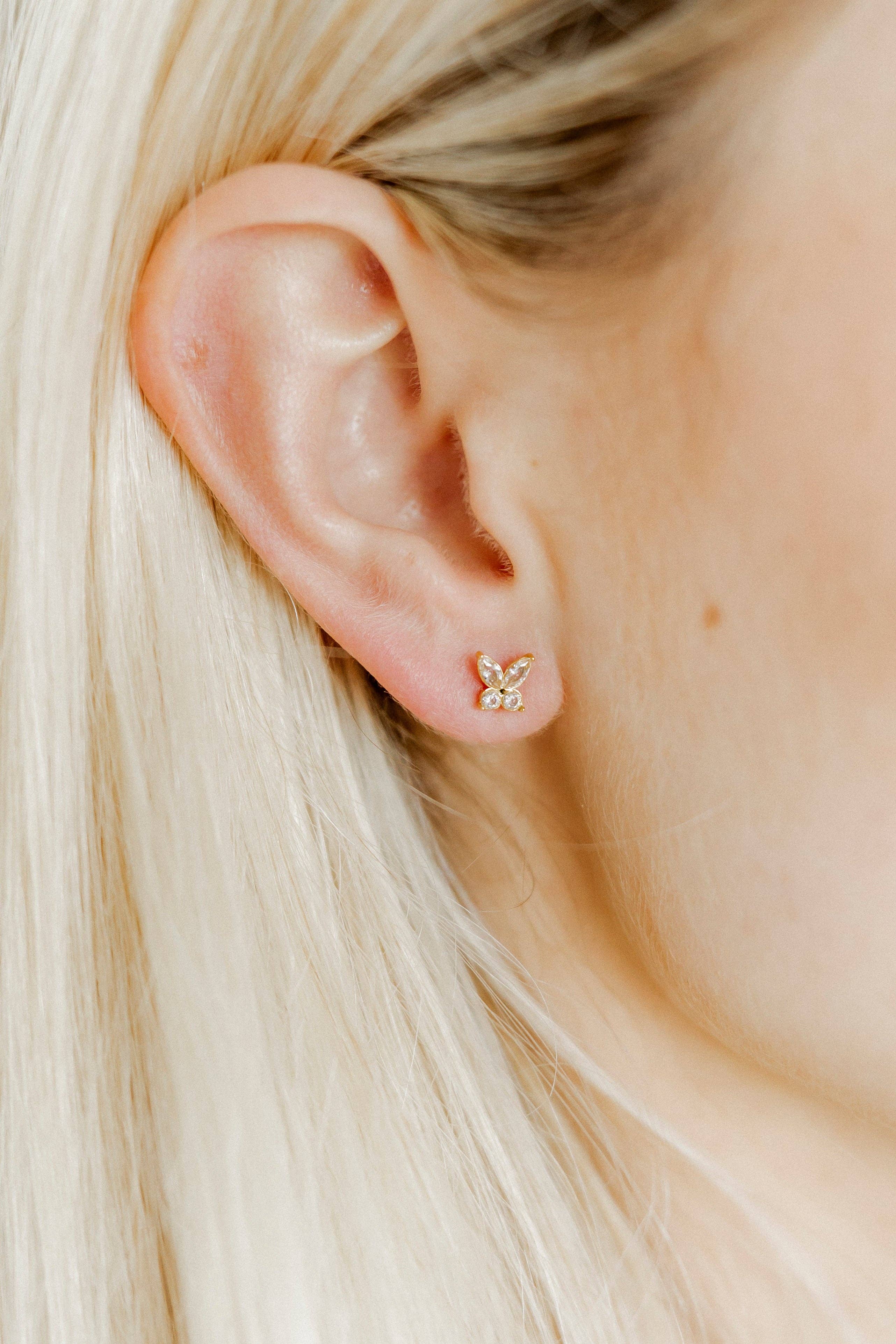 Lynn Butterfly Screwback Stud Earrings