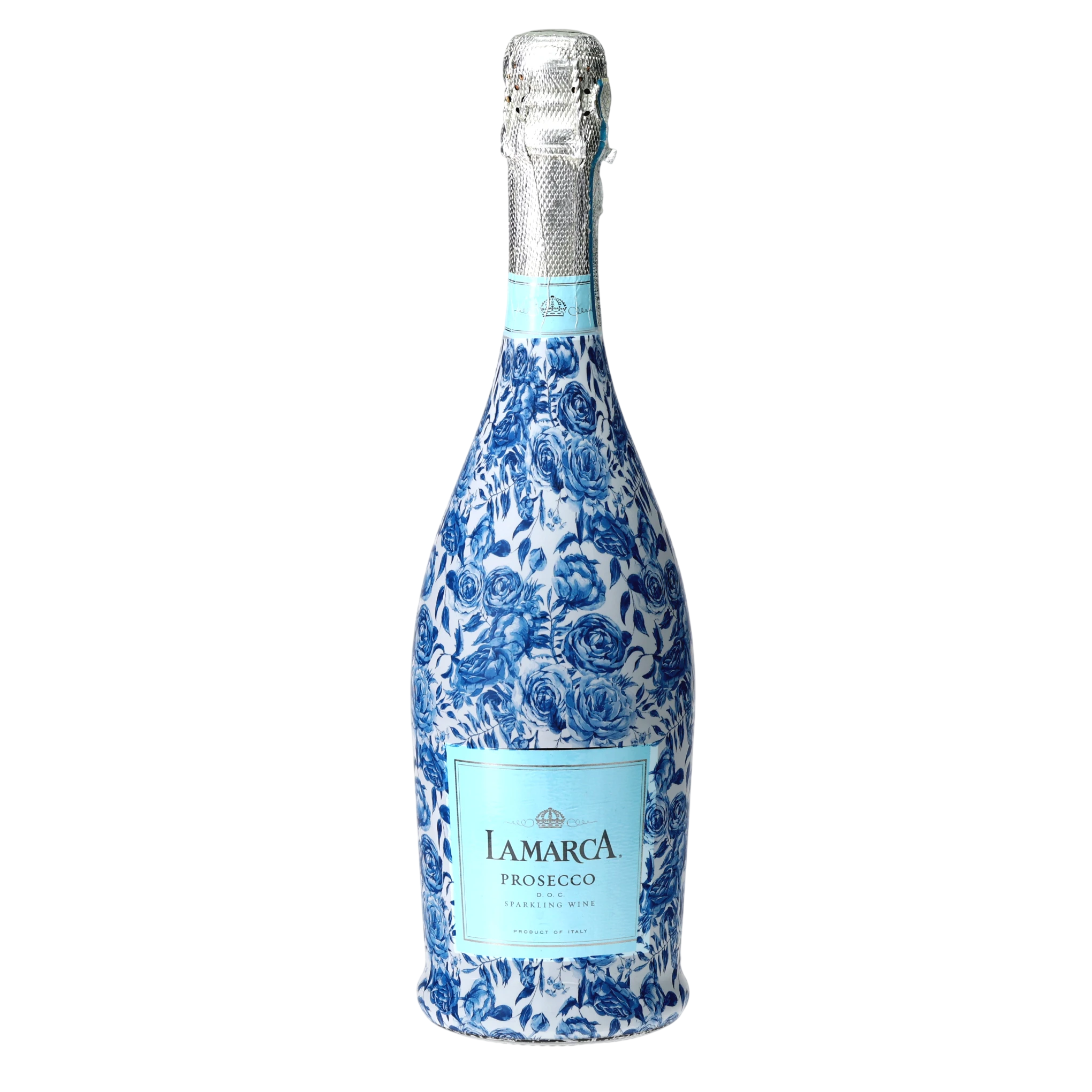 Blue Porcelain Roses Prosecco Bottle Wrap