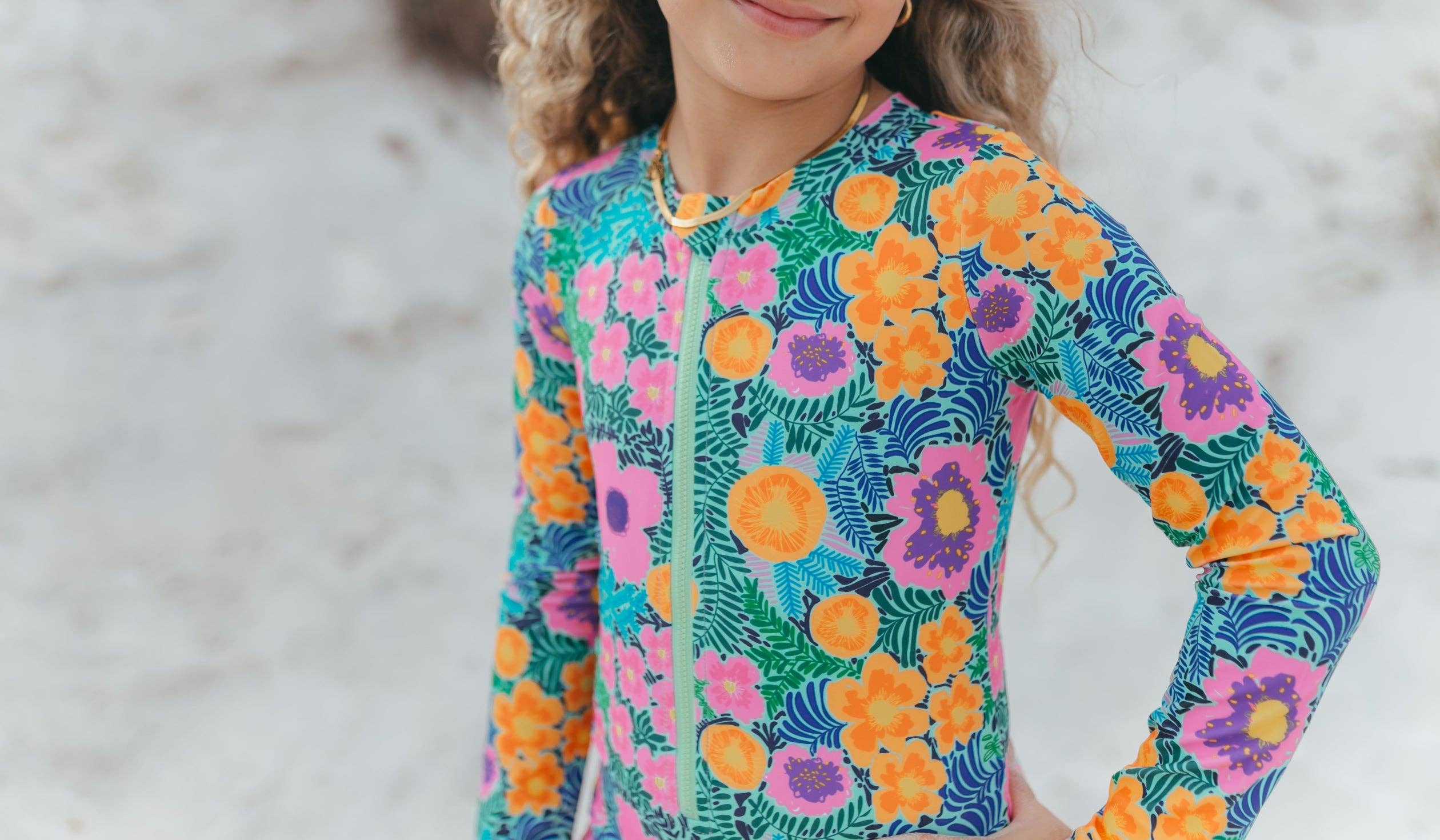 Mia Floral Rash Guard One Piece Swimsuit
