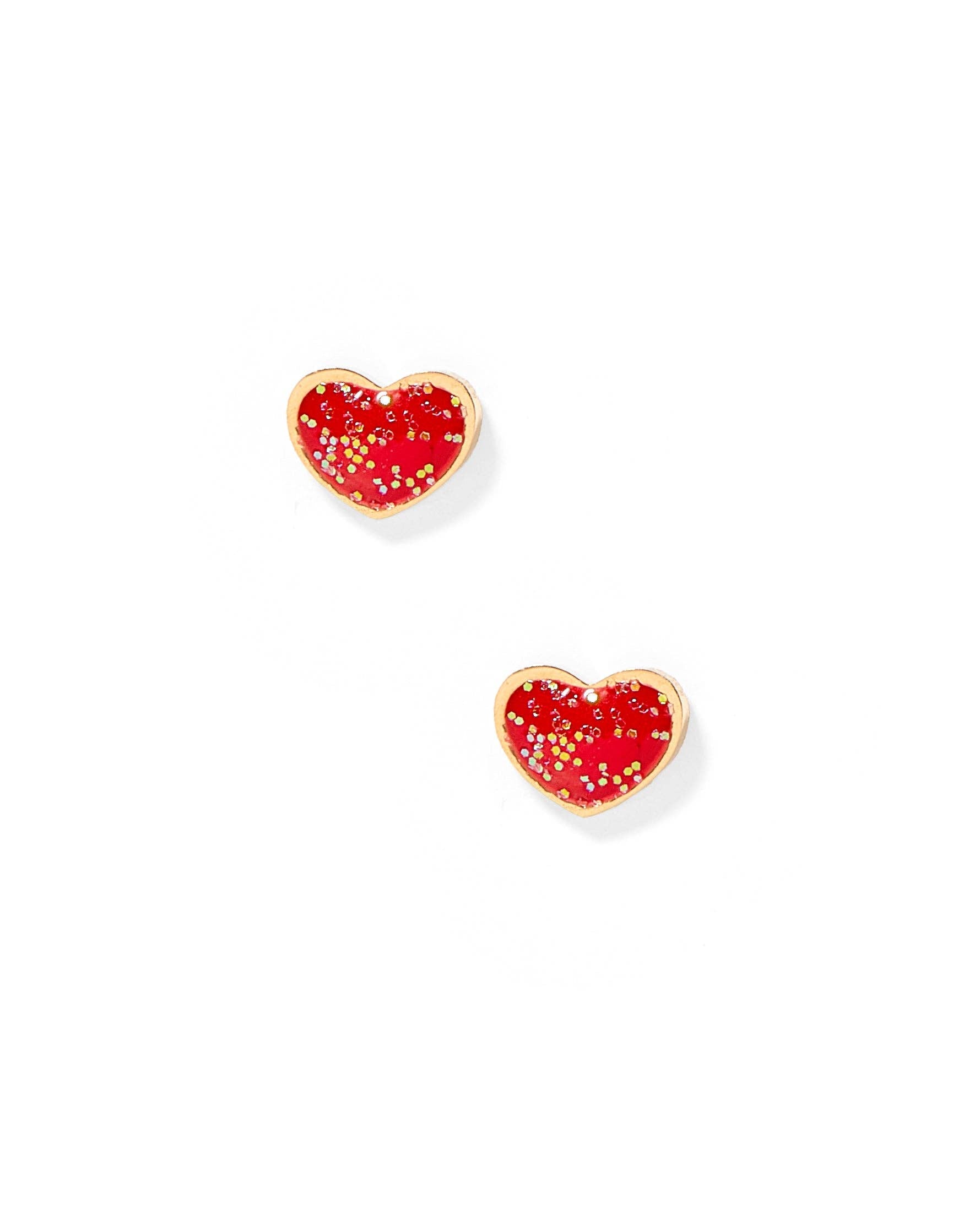 Red Nora Heart Screwback Stud Earrings