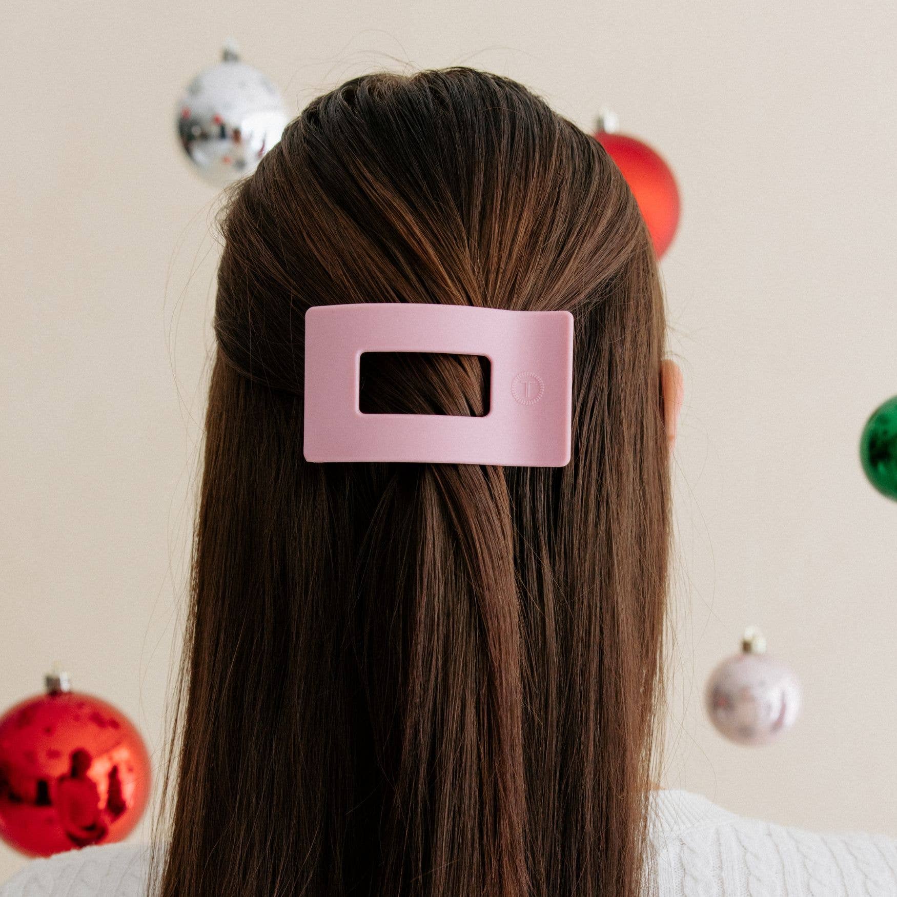Flat Rectangle Hair Clip | Small | Merry Pinkmas