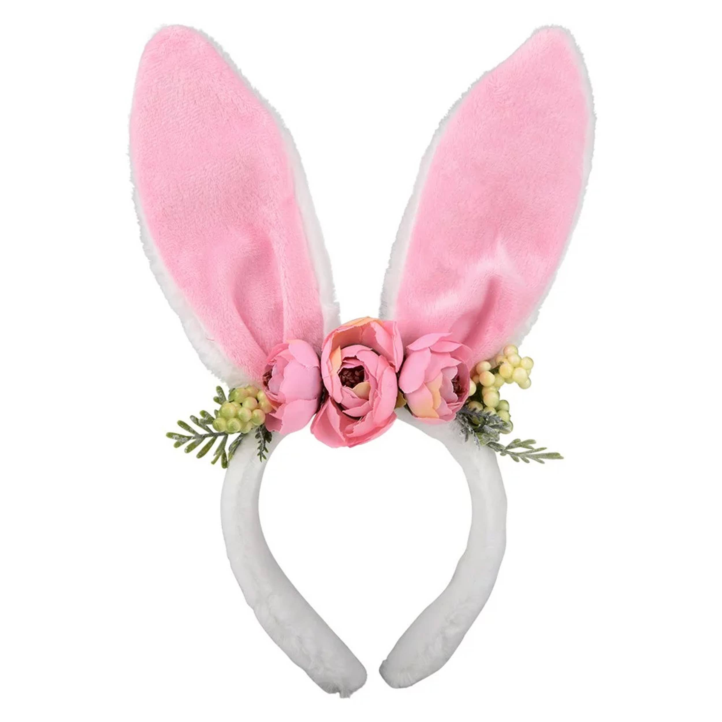 Bunny Plush Ears With Flowers