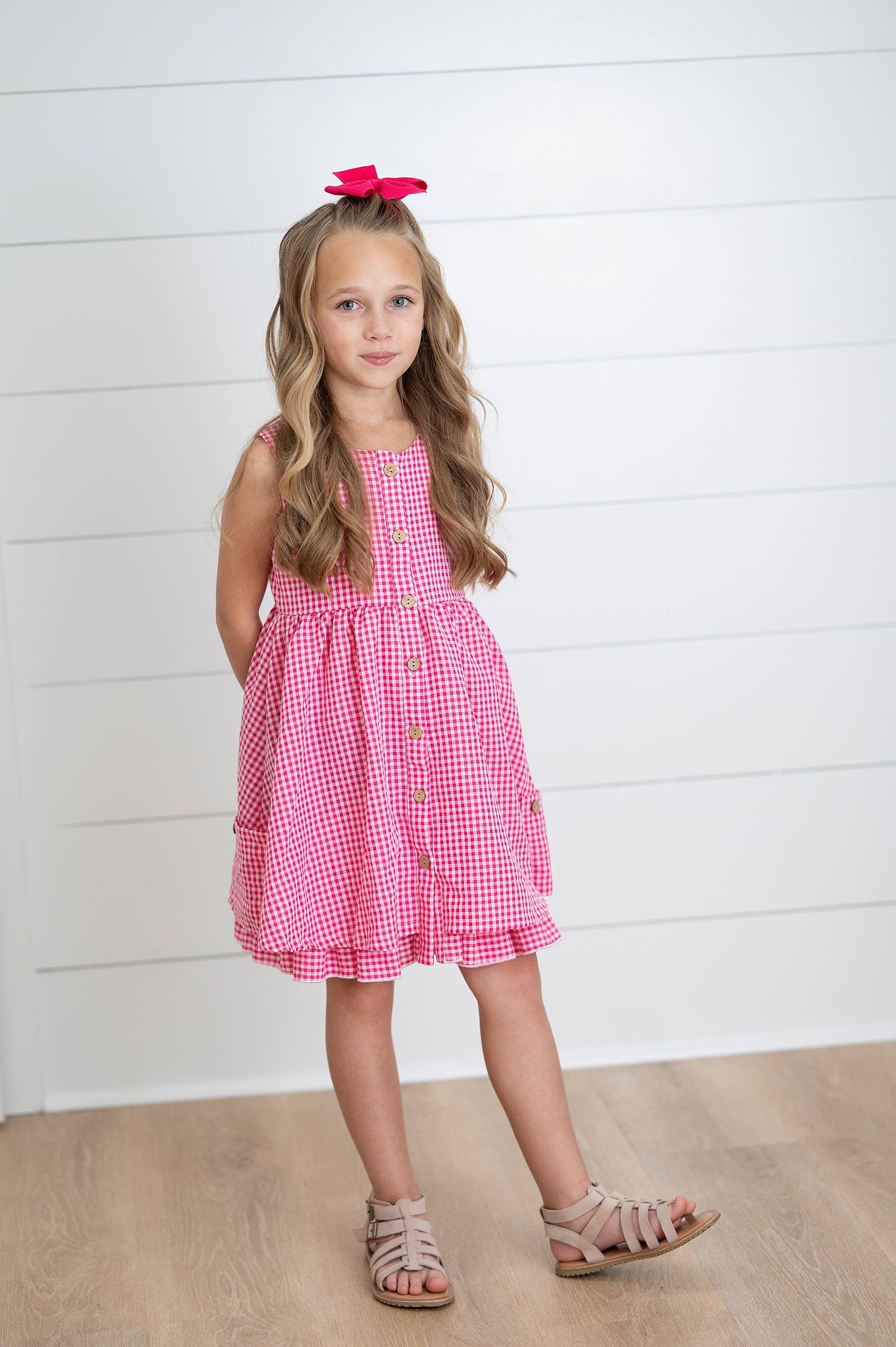 Brooke Hot Pink Gingham Summer Dress