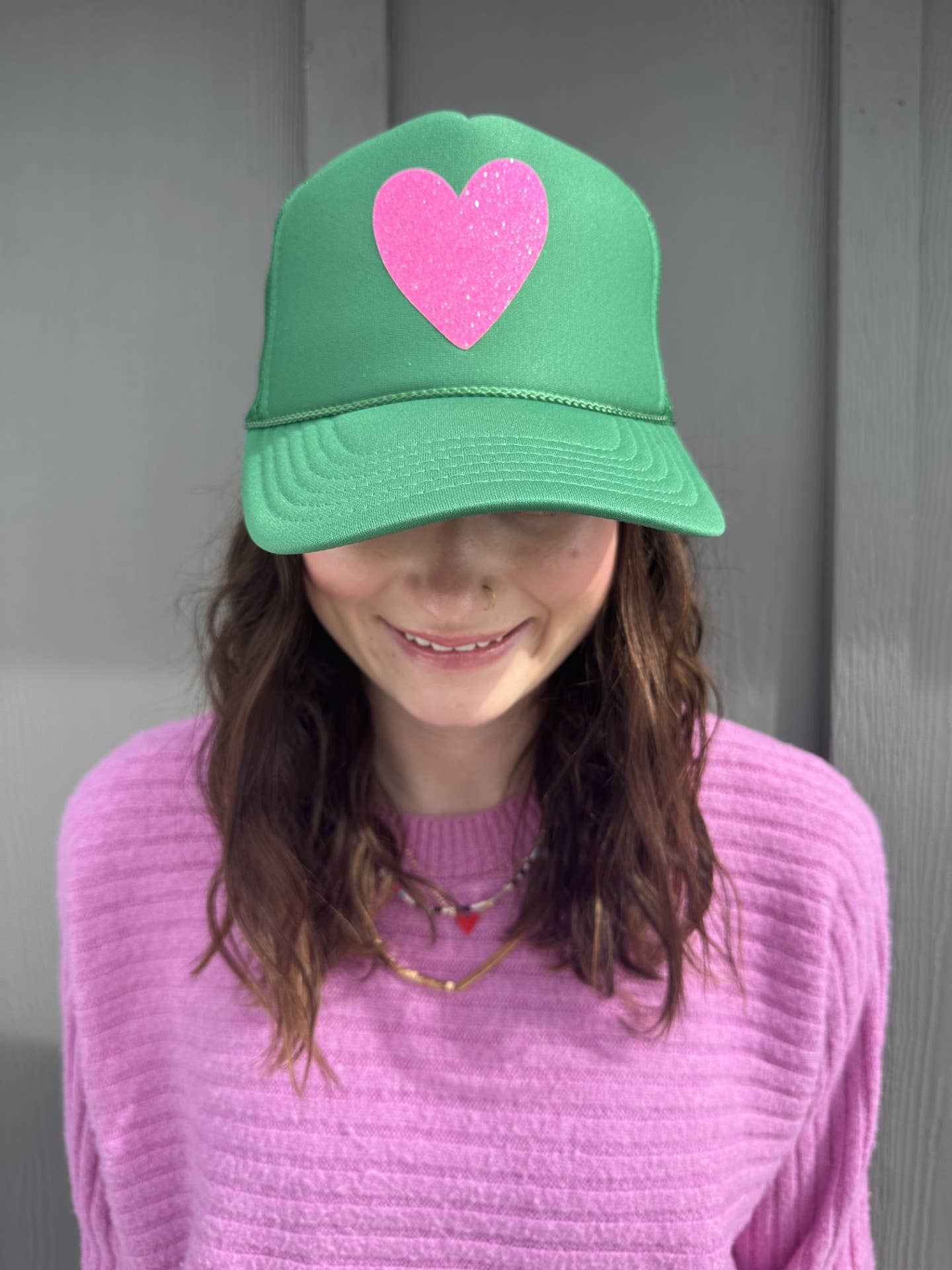 Kelly Green Heart Trucker Hat