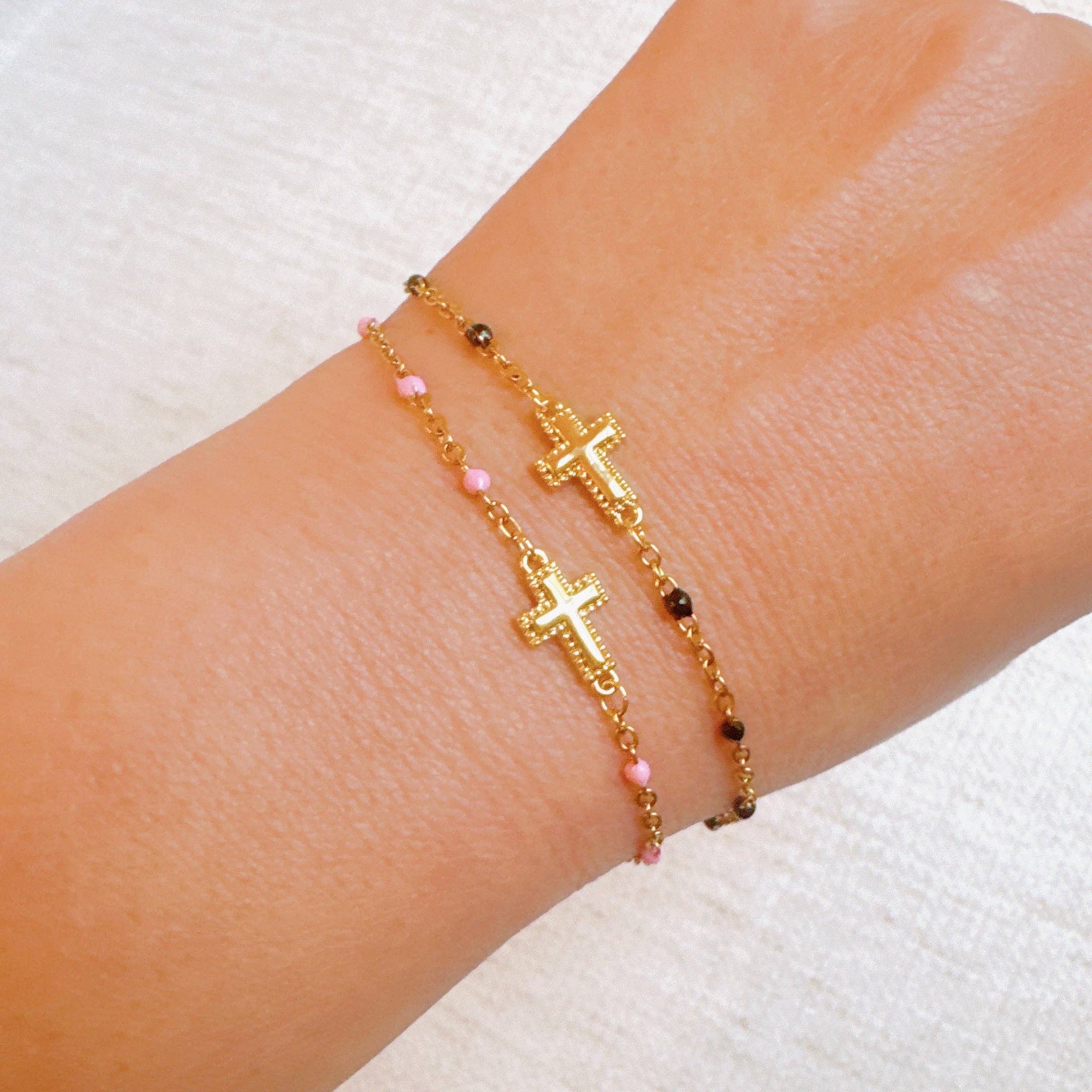 Dainty Dots Cross Bracelet