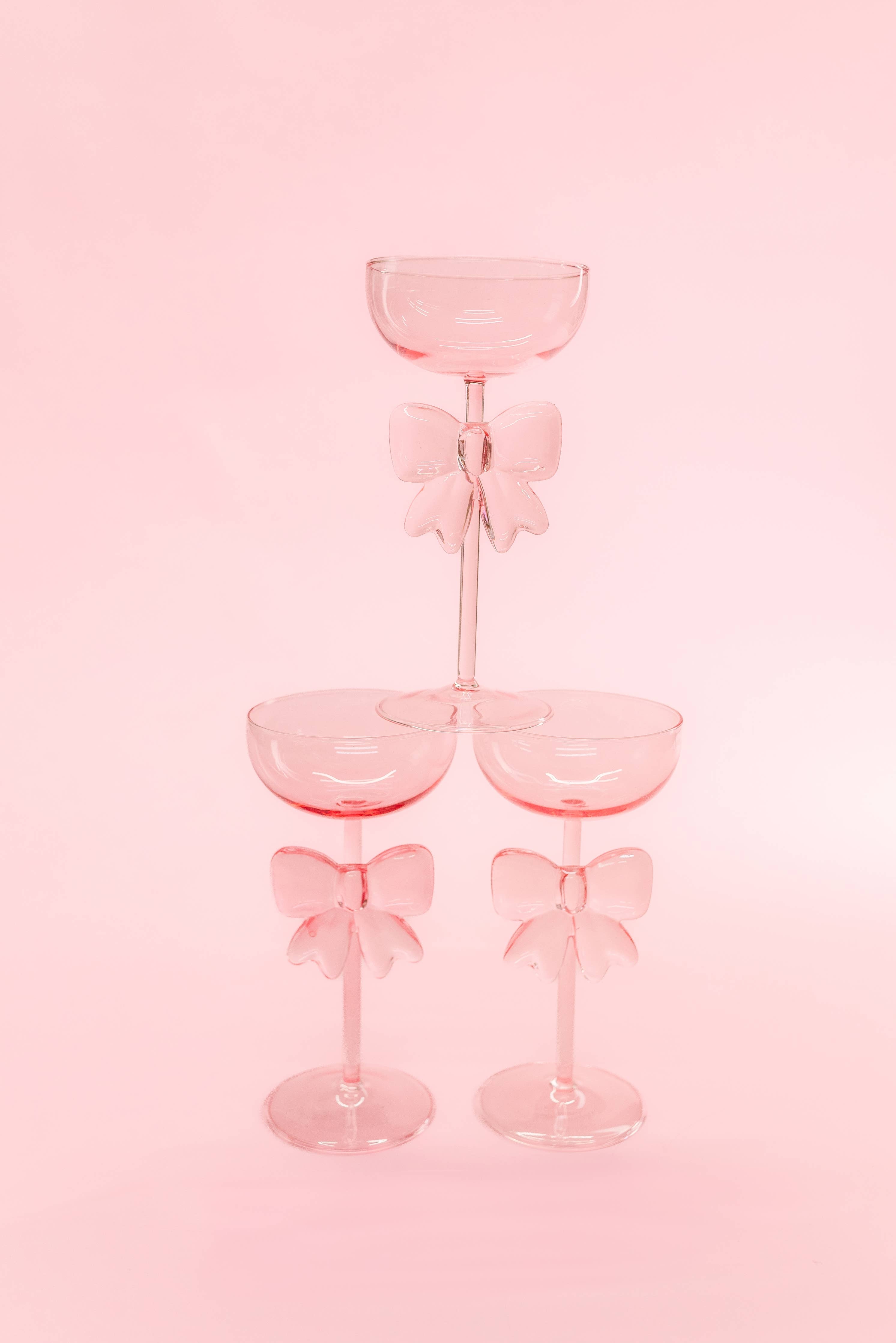 Pink Bow & Bubbly Coupe Glass 