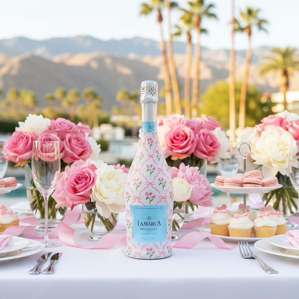 Beau Bottle Pink Bows and Blossoms - Prosecco Collection