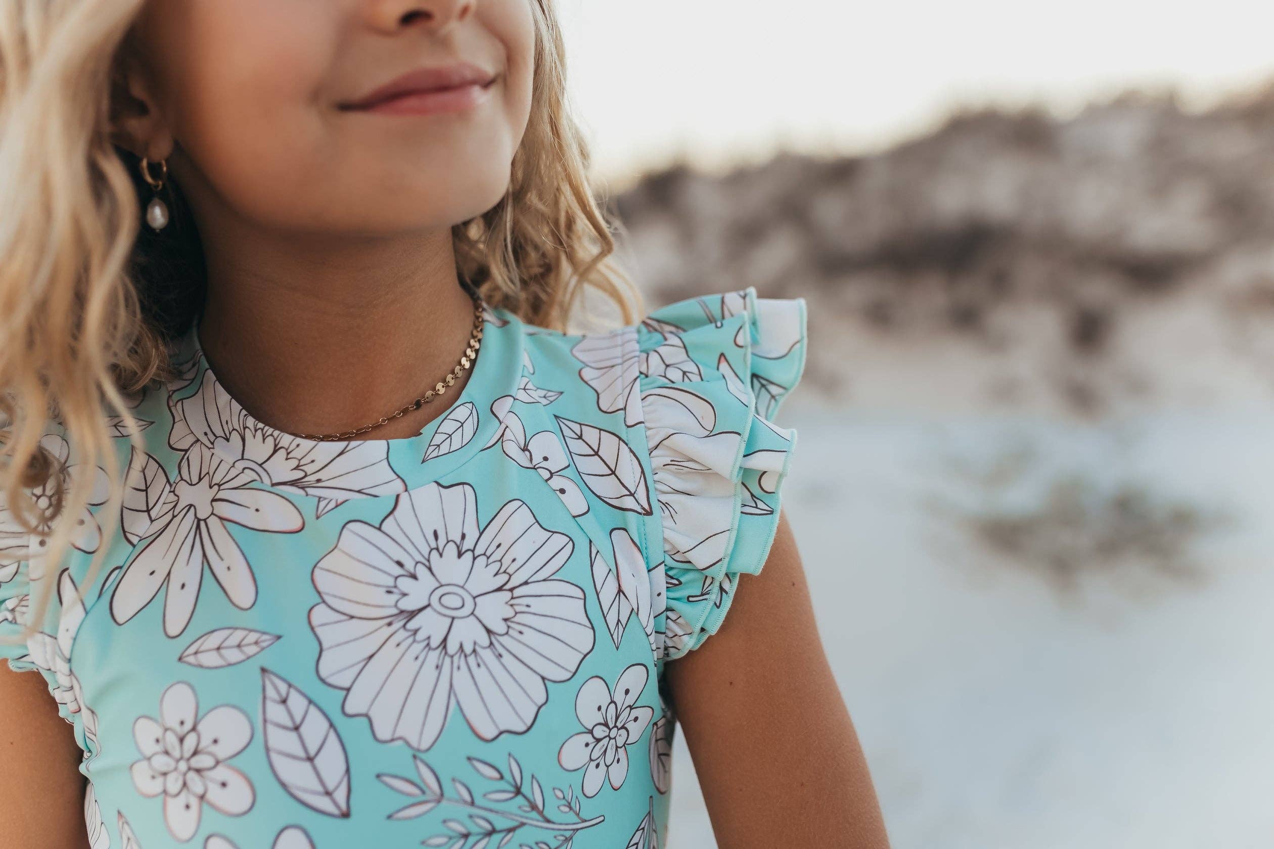 Mint Floral Open-Back One-Piece Swimsuit