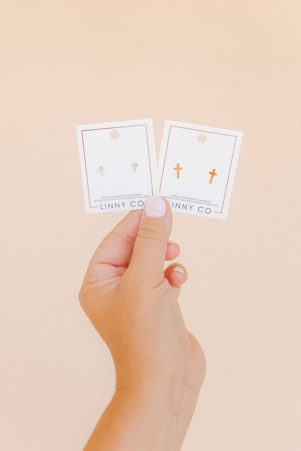 Catherine Gold Cross Screwback Stud Earrings