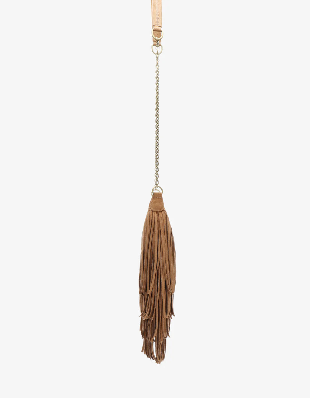 Suede Camel Bochoa Mini Fringe Crossbody