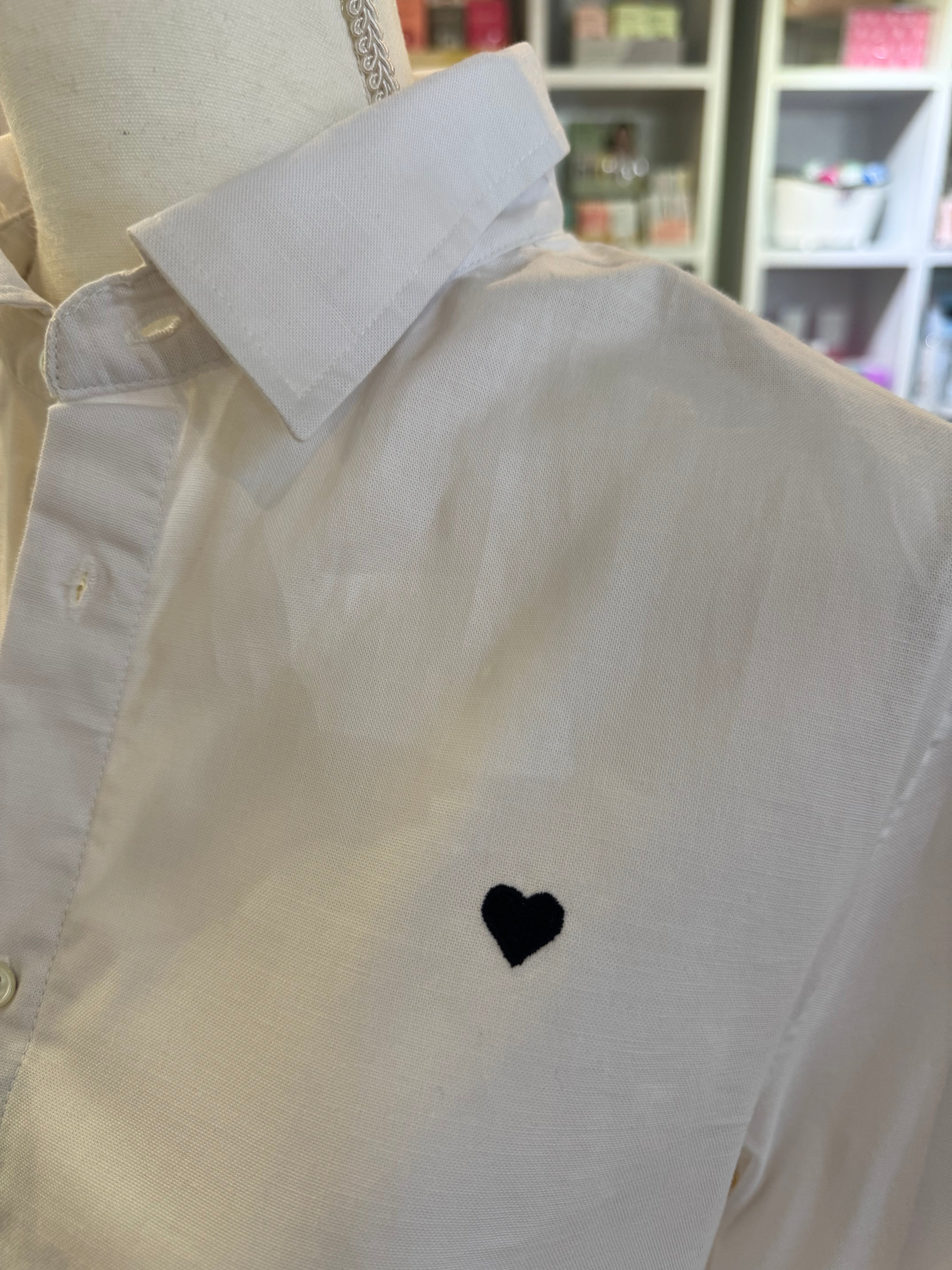 White Dylan Heart Oxford