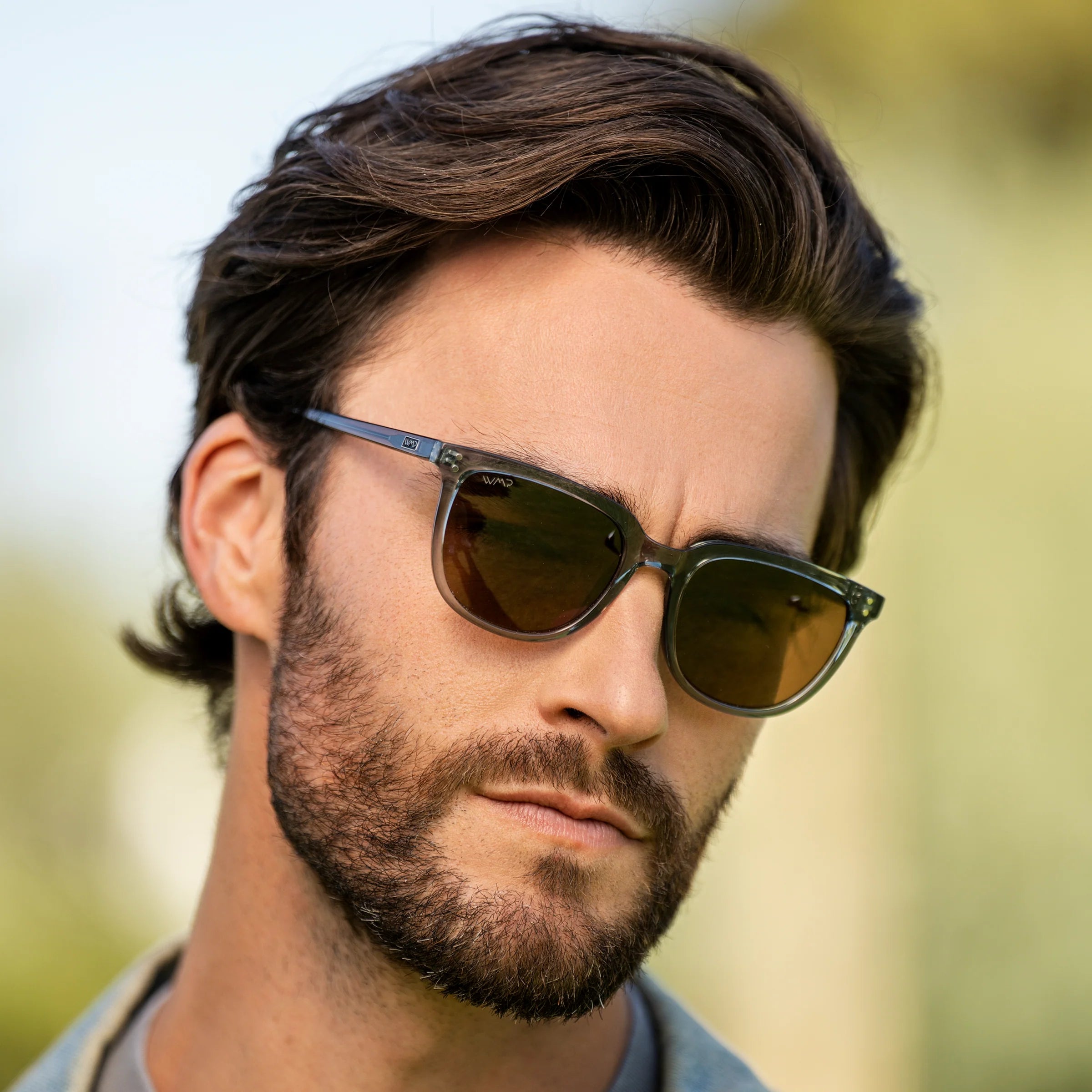 Abner Sunglasses in Crystal Stone Blue/Brown