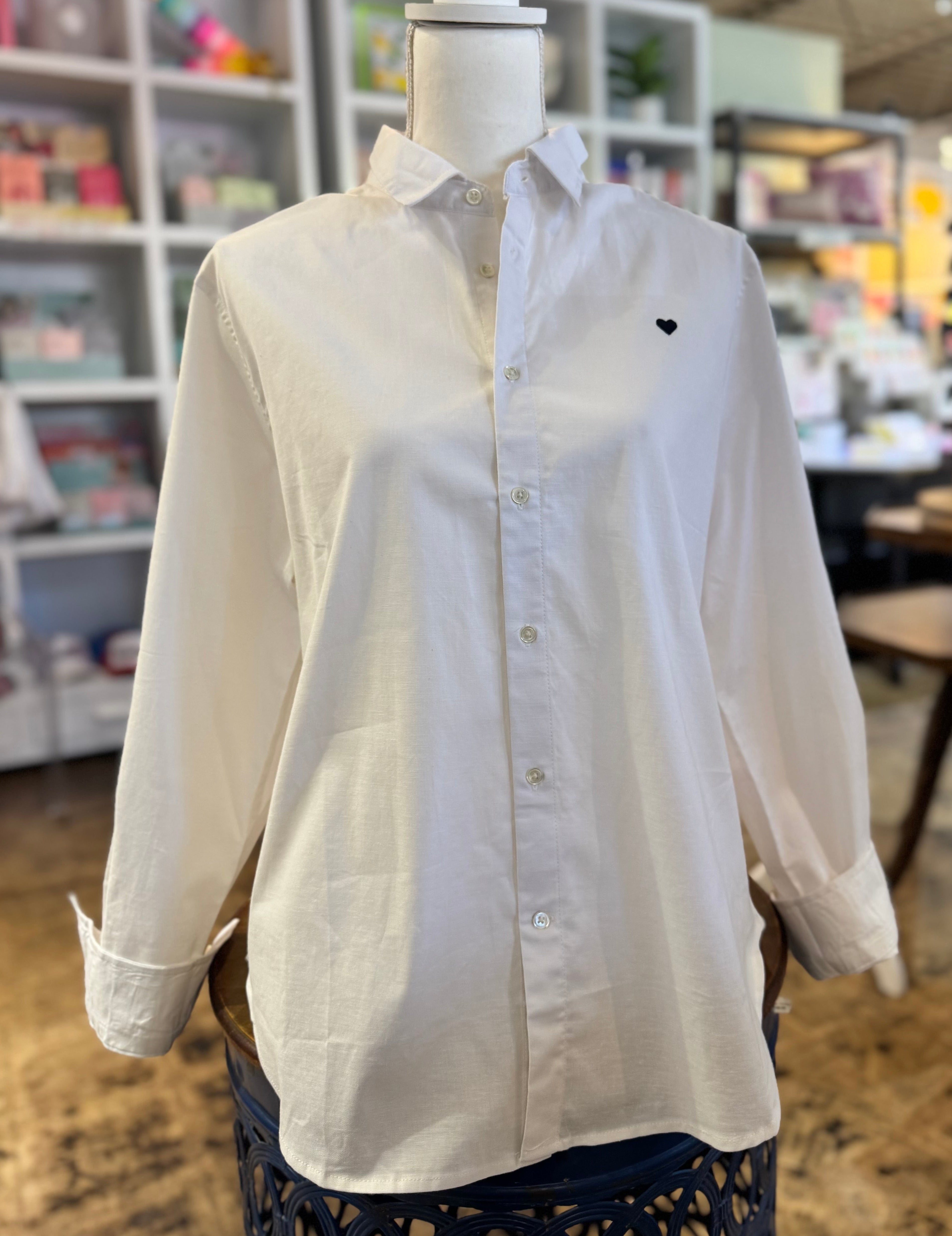 White Dylan Heart Oxford