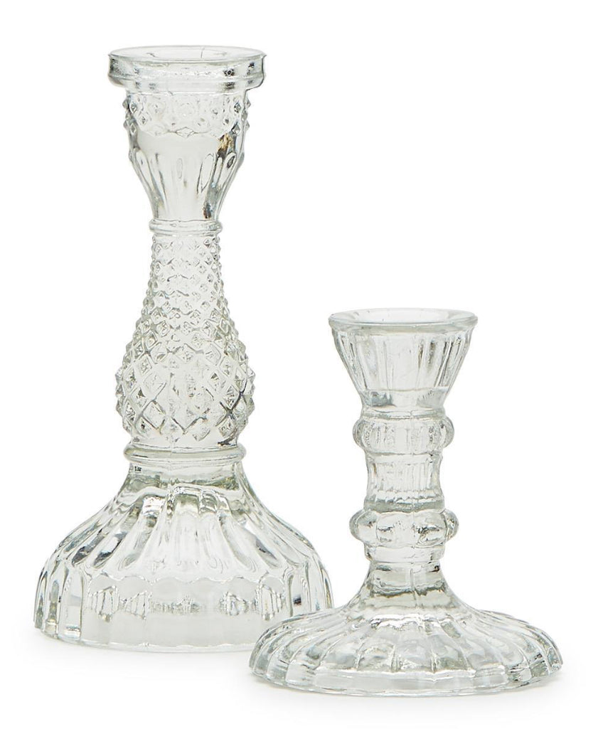 Short Clear Glass Candle Holder