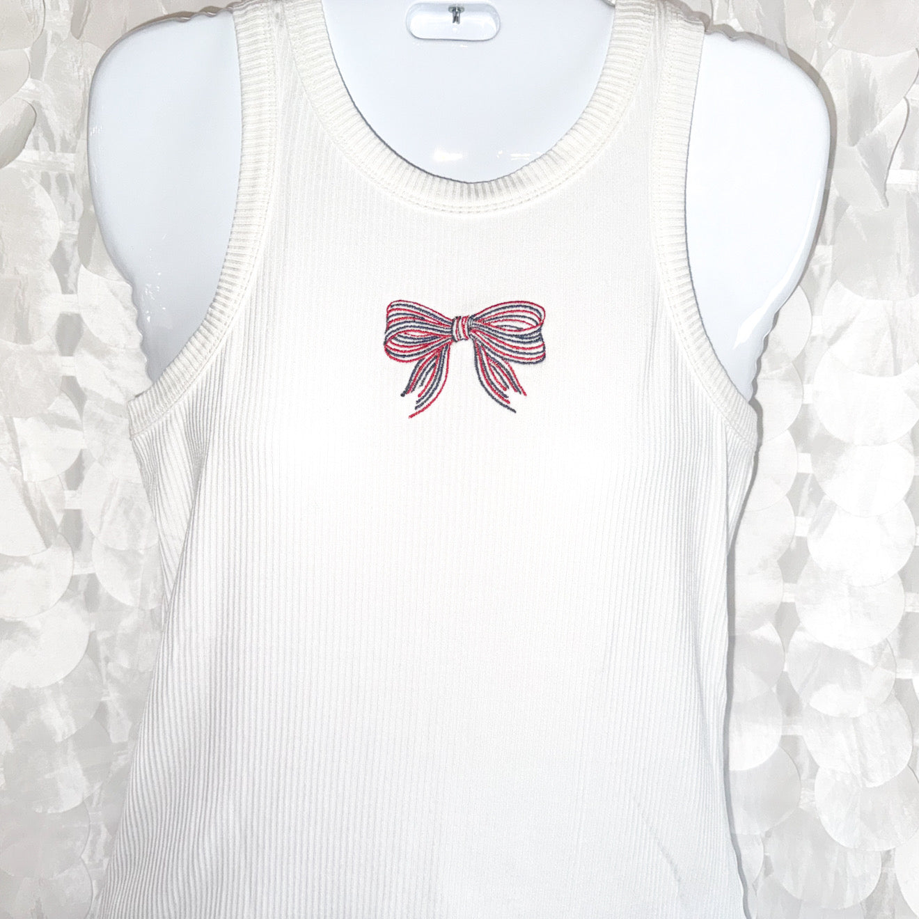 RWB Bow Custom Embroidered Solid Ribbed Tank