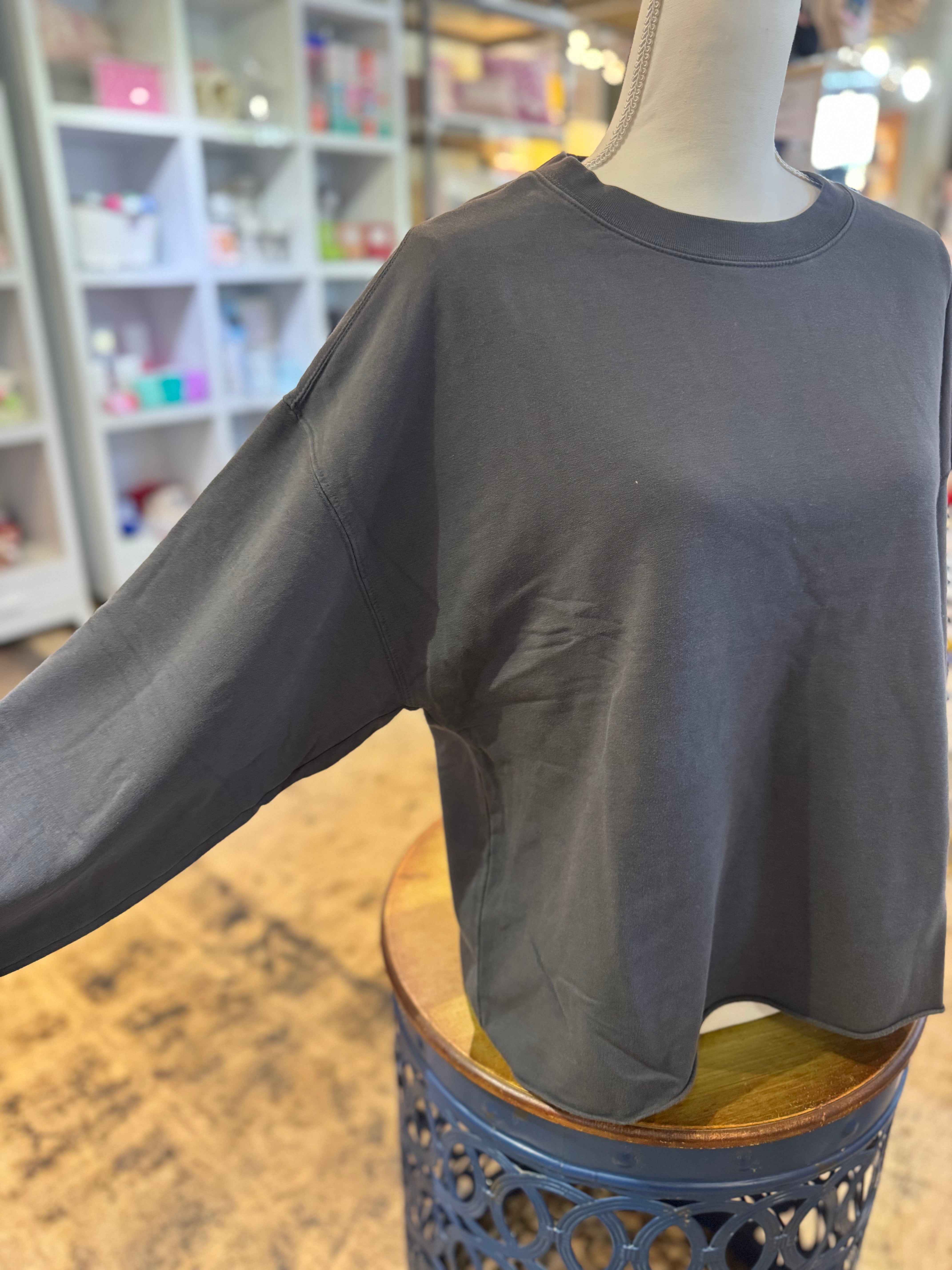 Dark Grey Cali Fleece Anna Crew