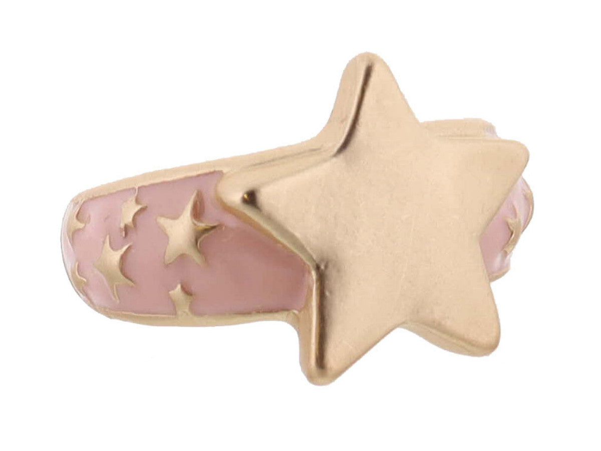 Kids Gold Star Ring with Light Pink Enamel Band