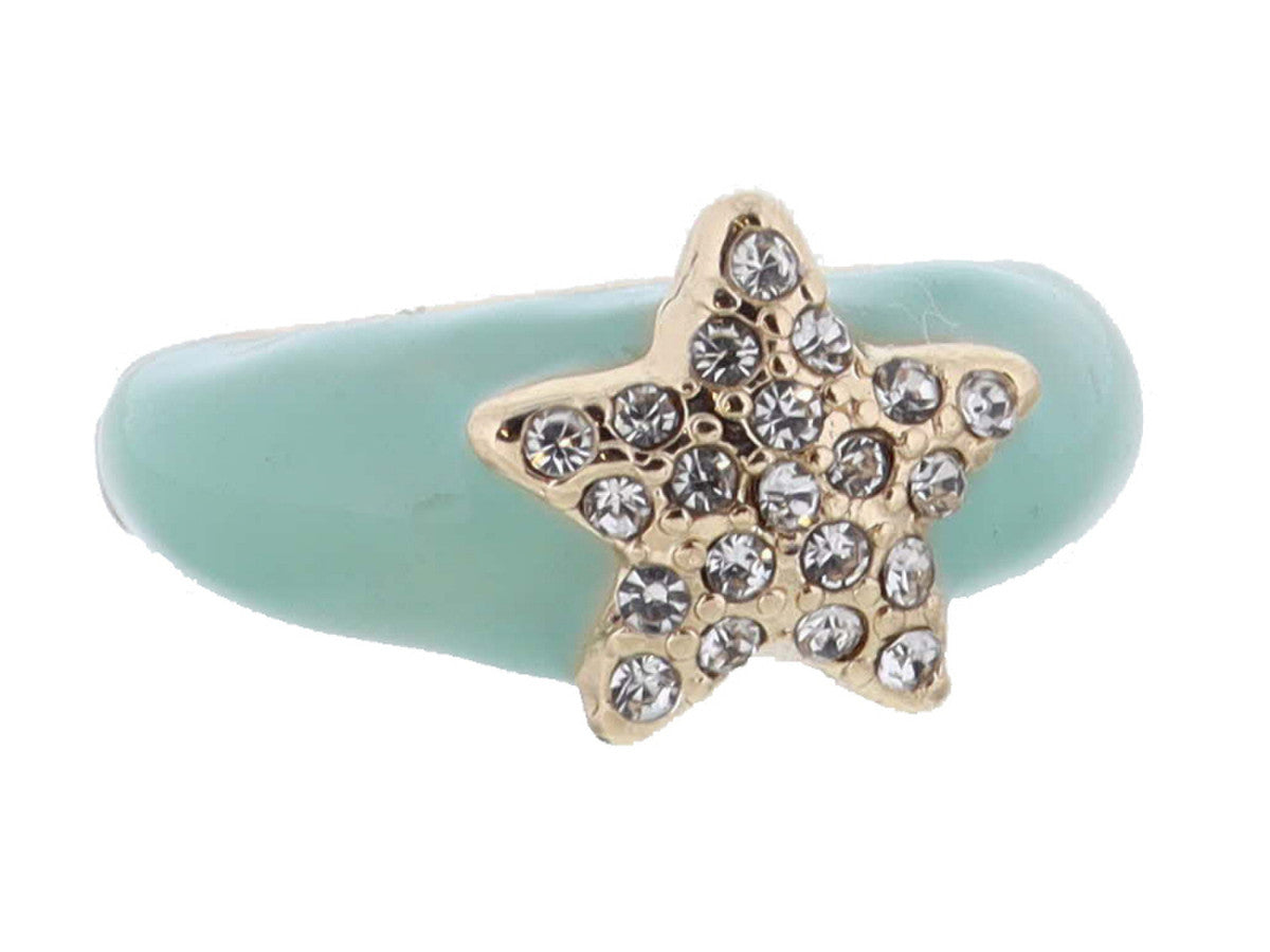 Kids Mint and Crystal Star Ring