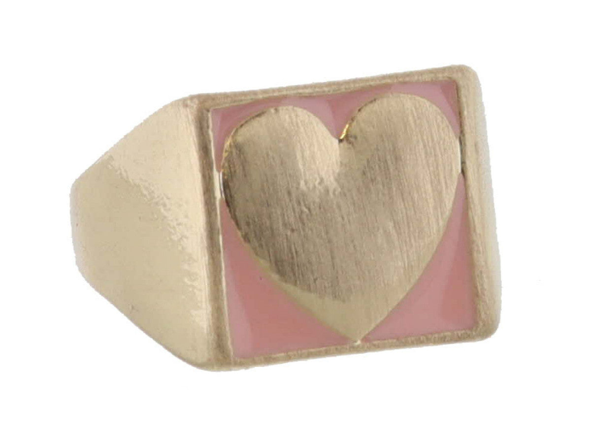 Kids Pink and Gold Square Heart Ring