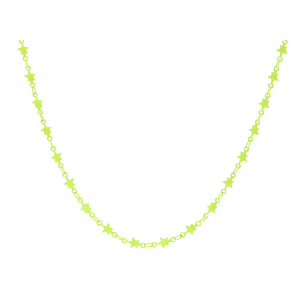 Neon Yellow Star Metal Necklace
