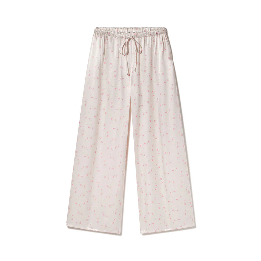 Mya Satin Wide Leg Pant in Pink Print