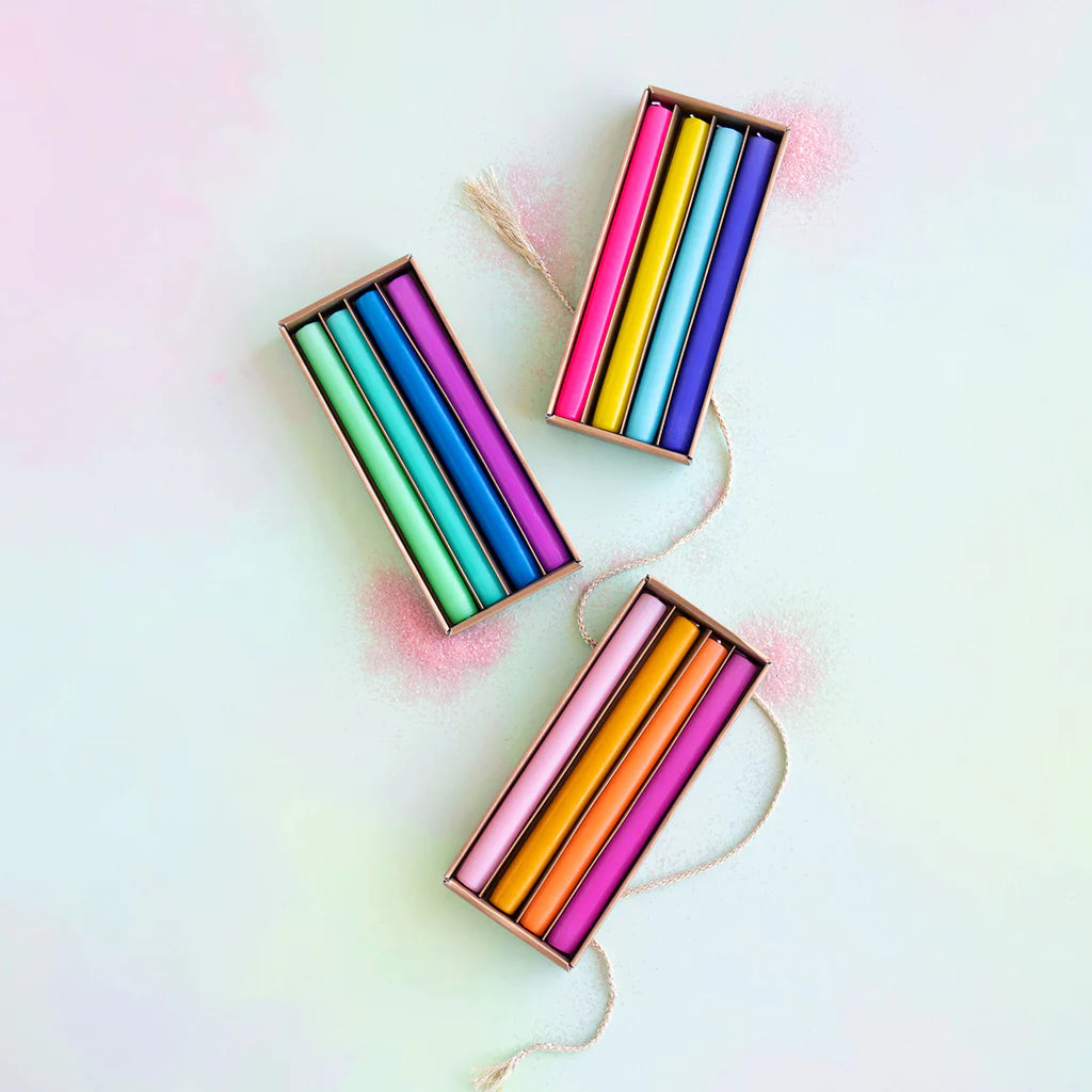 Rainbow Taper Candle Set by Glitterville