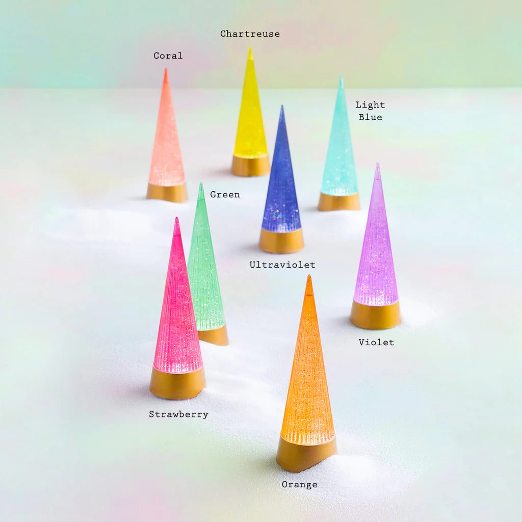 Swirling Lighted Glitter Cones