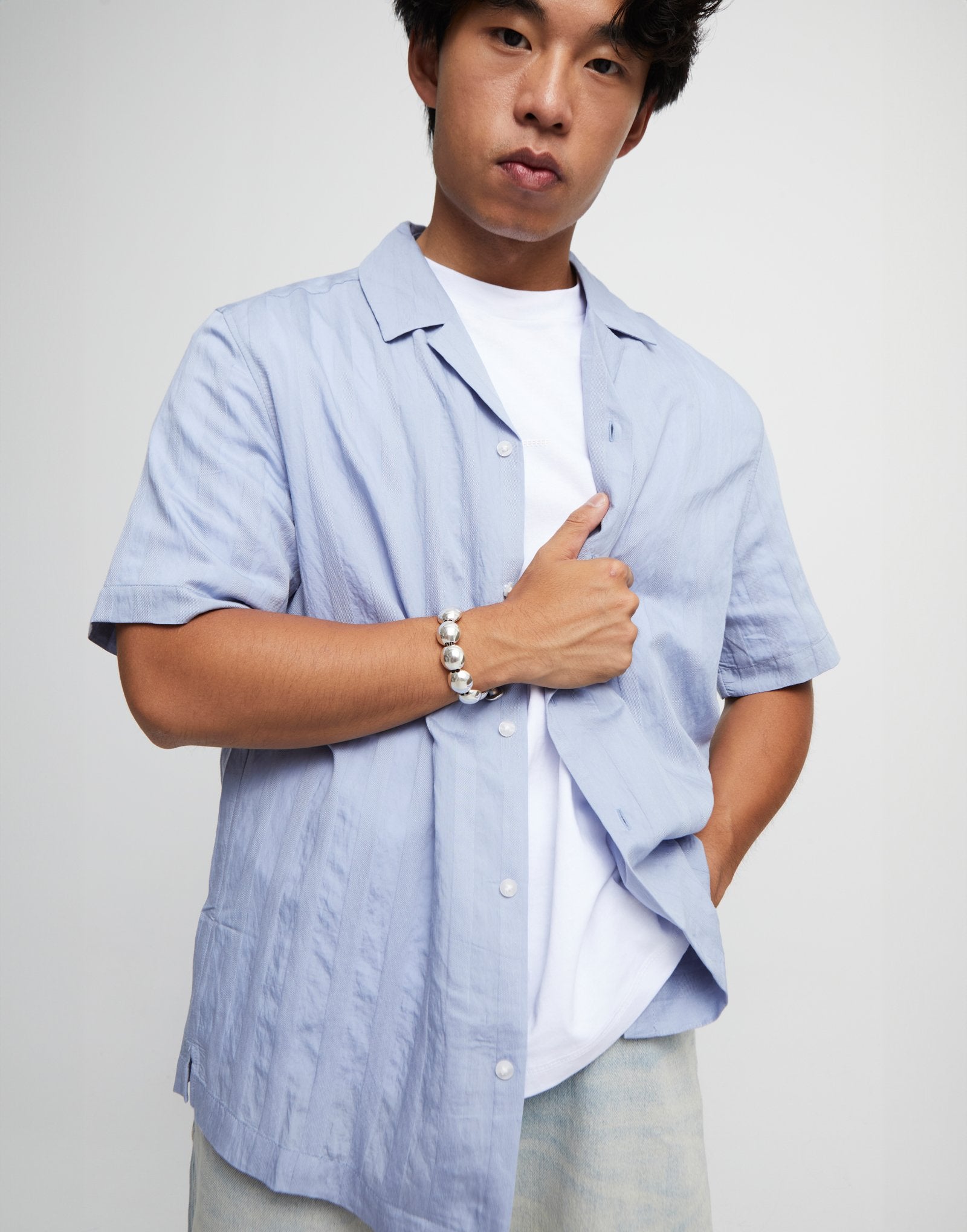 Leather Bracelet w/ Large Round Beads