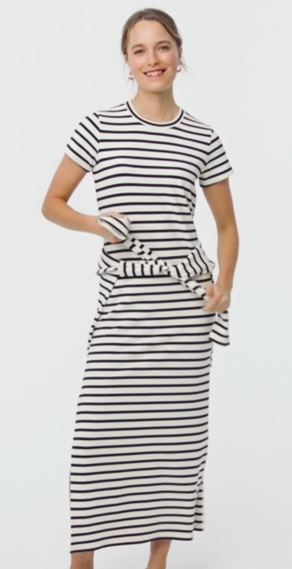 Spanx AirEssentials Maxi T-Shirt Dress - Black Stripe