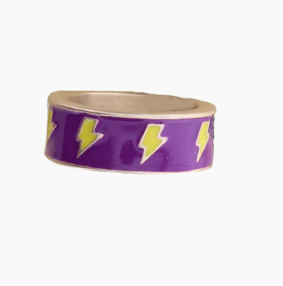 Kids Purple Enamel Ring Lightning Bolts Ring