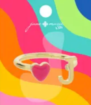 Kids Pink Heart + Gold Initial Ring