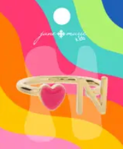 Kids Pink Heart + Gold Initial Ring