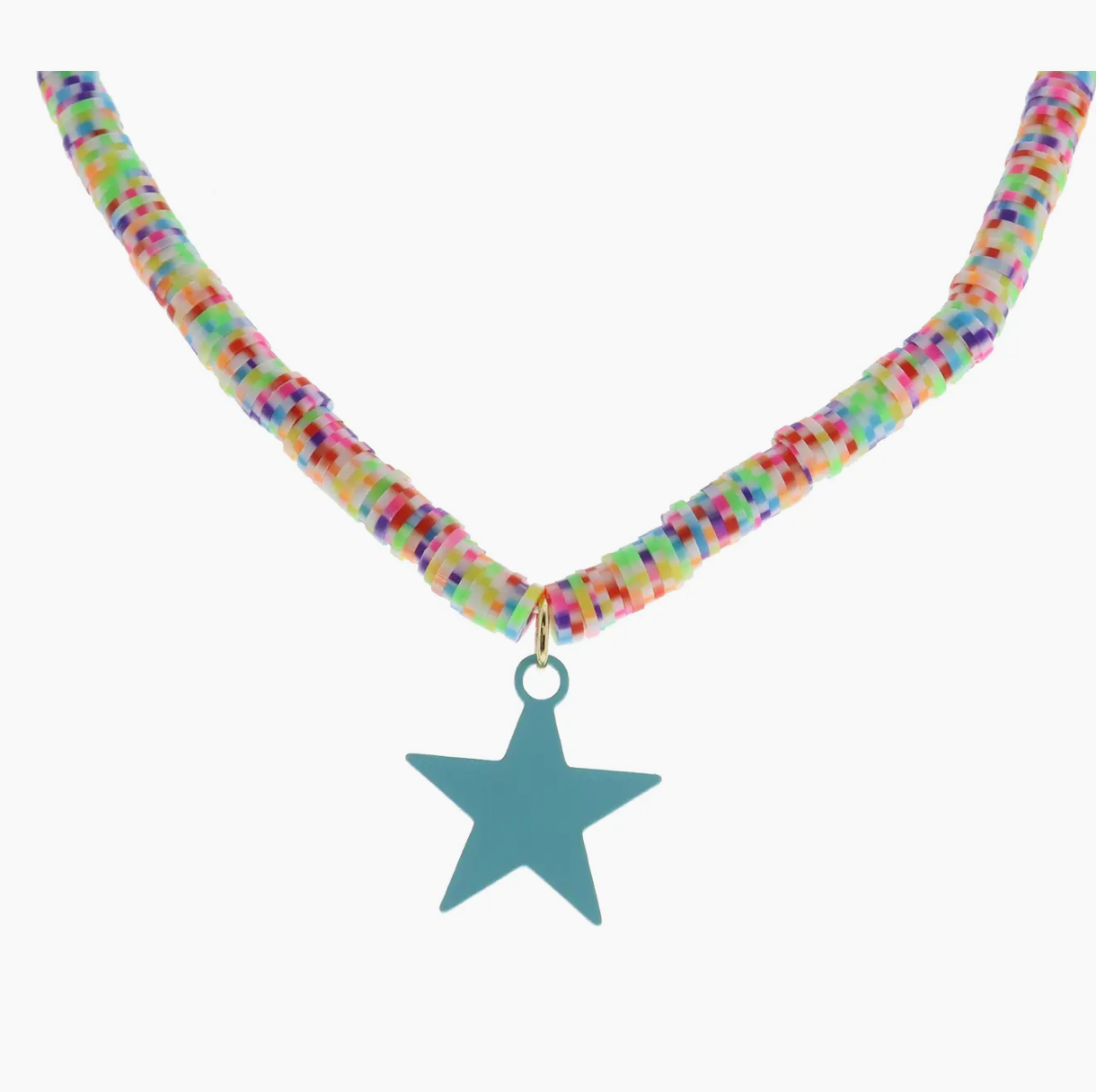 Kids Stretchy Speckled Beaded with Mint Star Necklace