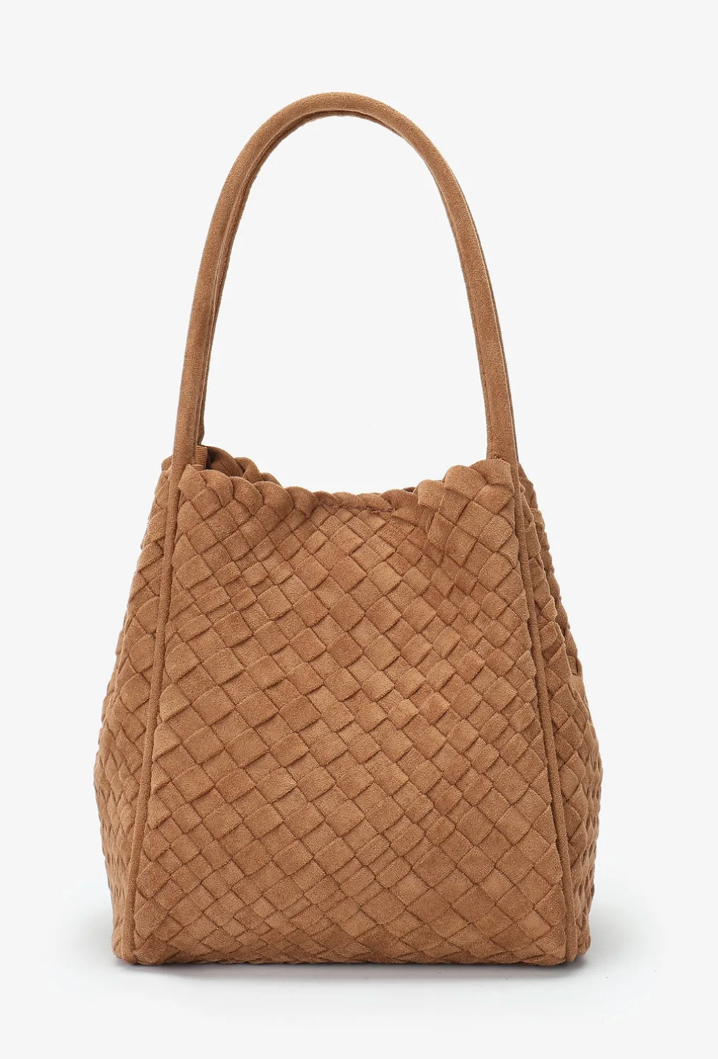 Hollace Mini Woven Tote in Camel Suede