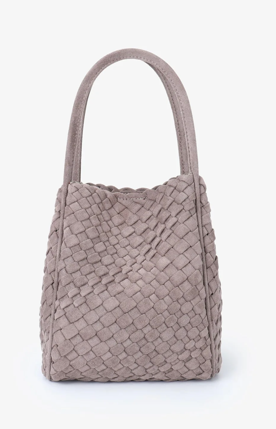 Hollace Mini Woven Tote in Dark Taupe Suede