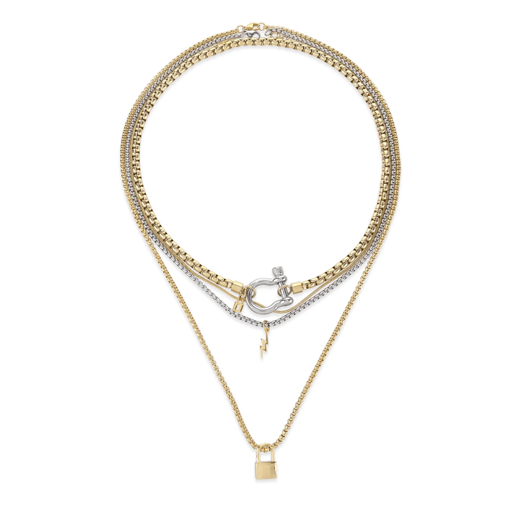 Herradura Lock Layered Necklace Set