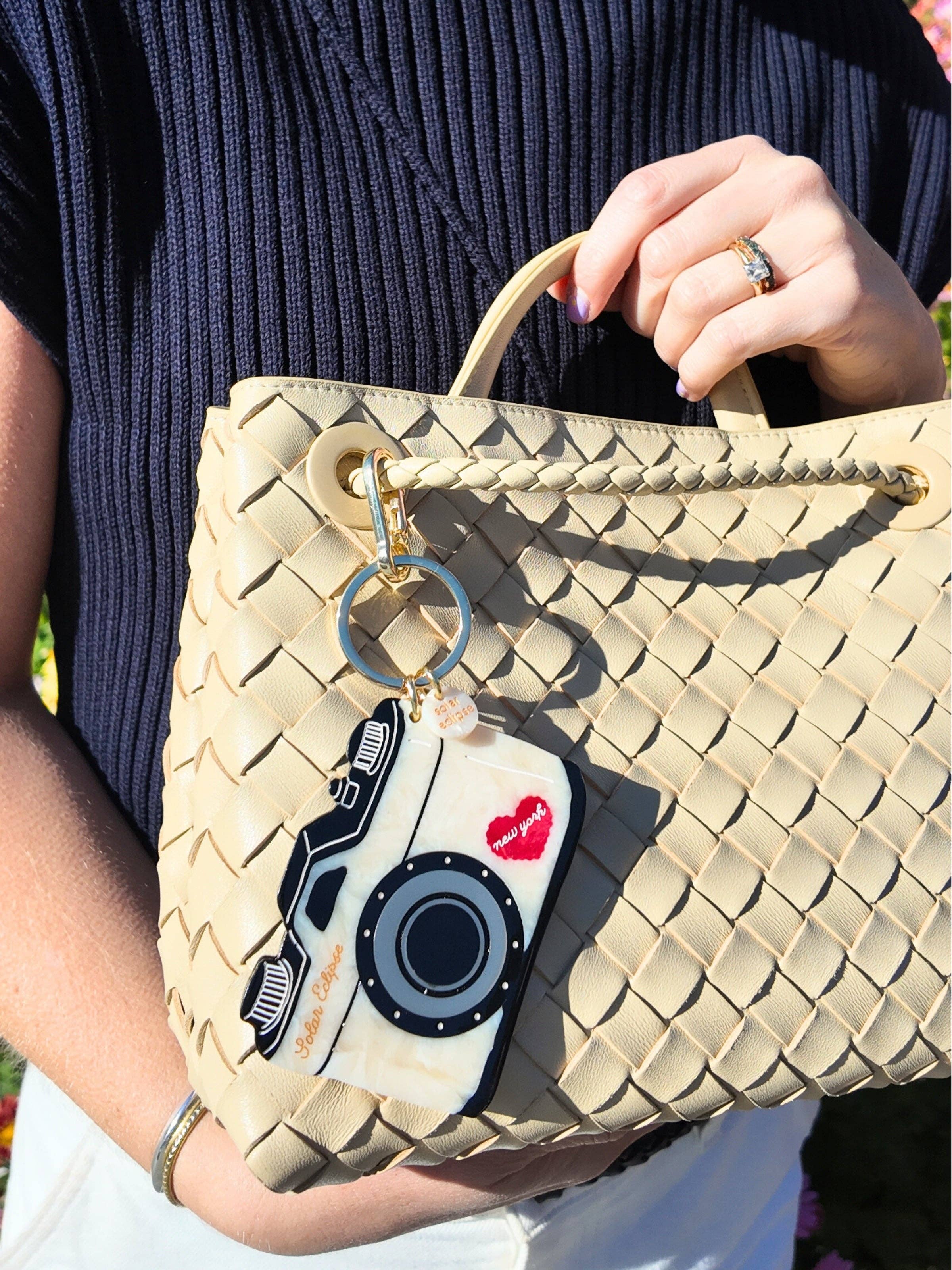 NY Vintage Camera Bag Charm & Keychain