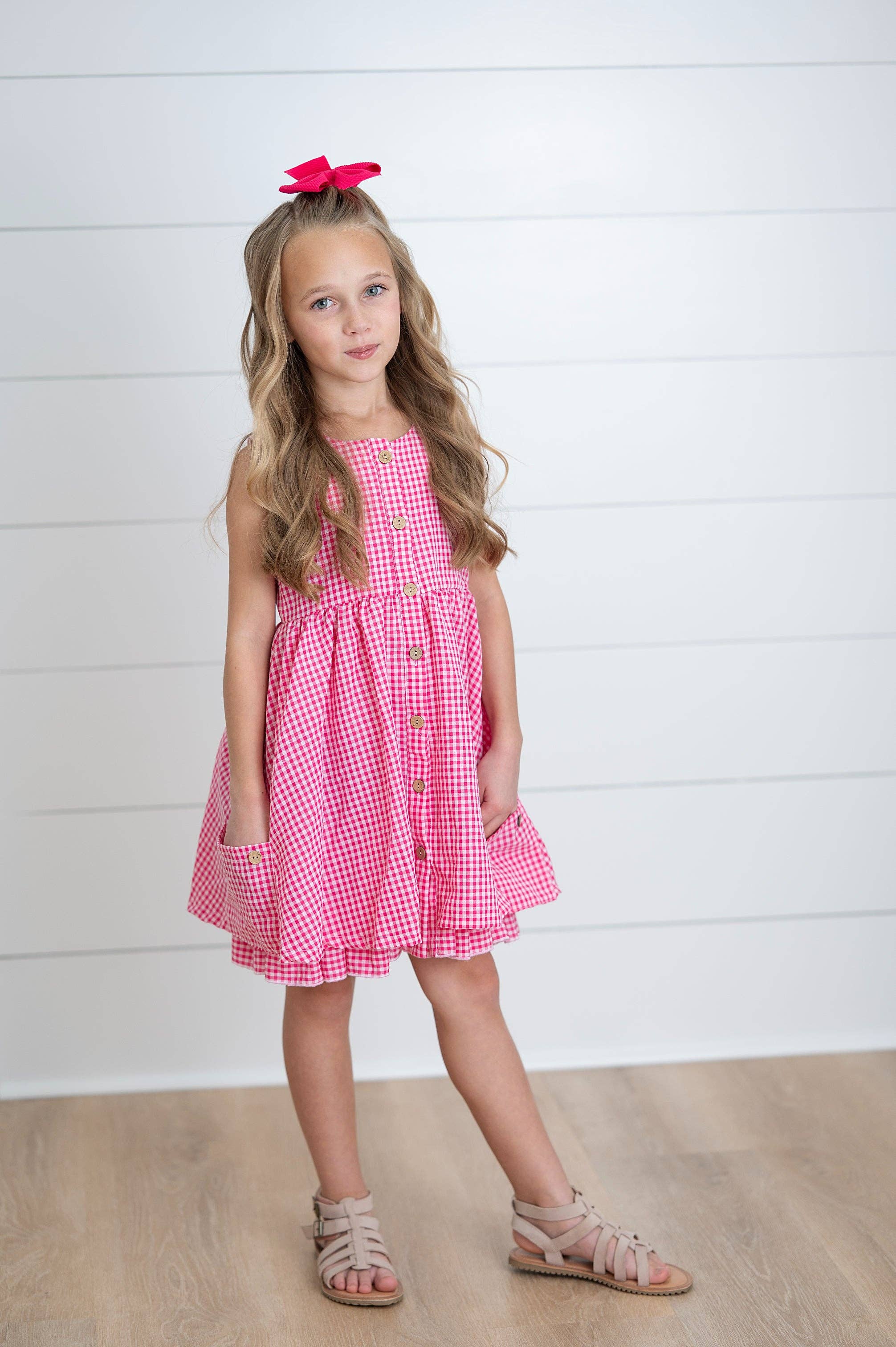 Brooke Hot Pink Gingham Summer Dress