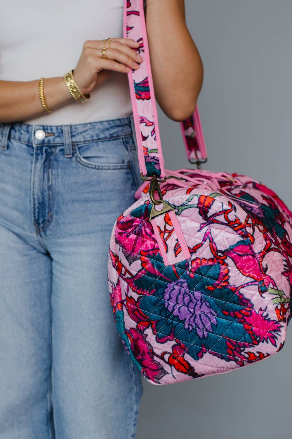 Light Pink Floral Duffel