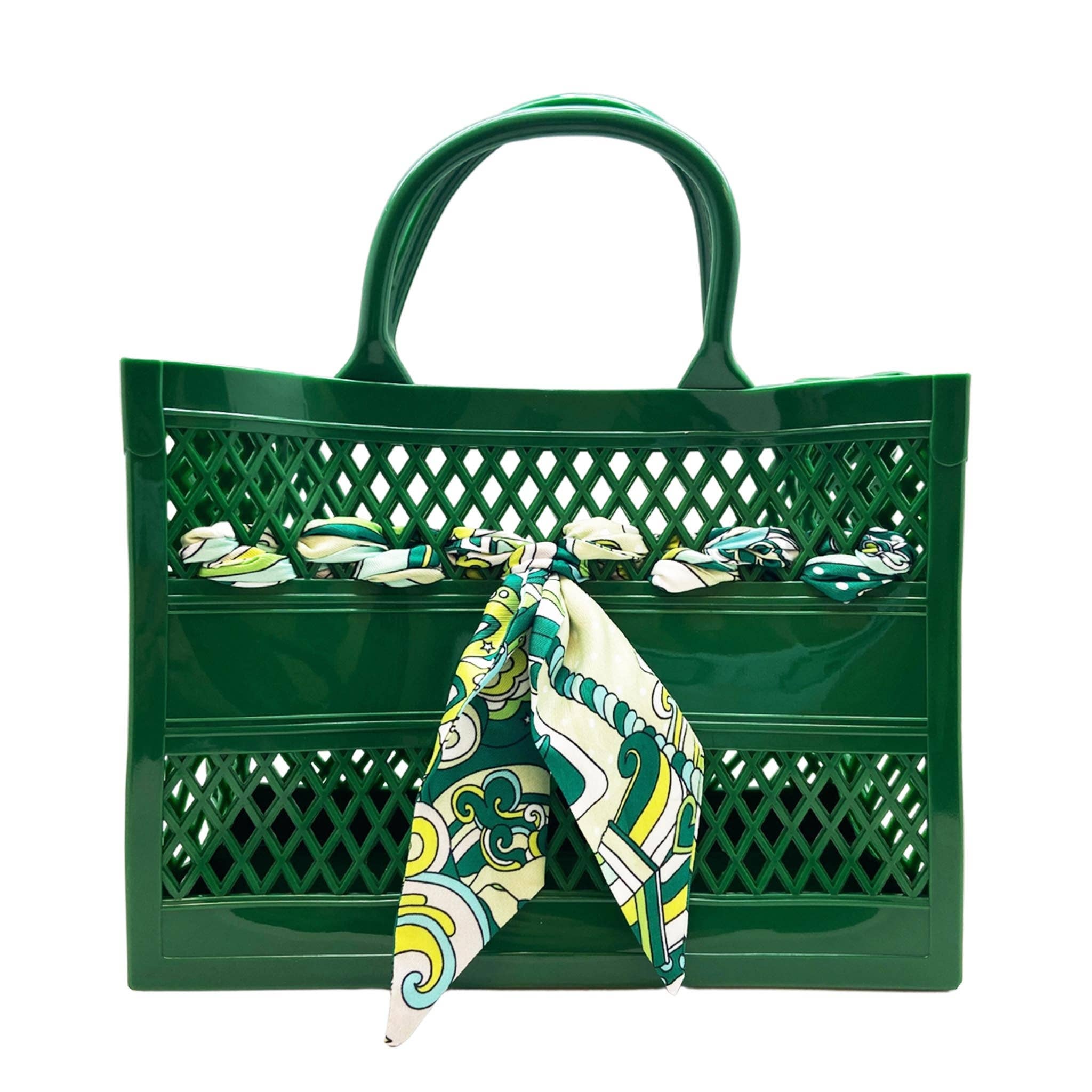 Green Soleil Jelly Tote w/ Scarf