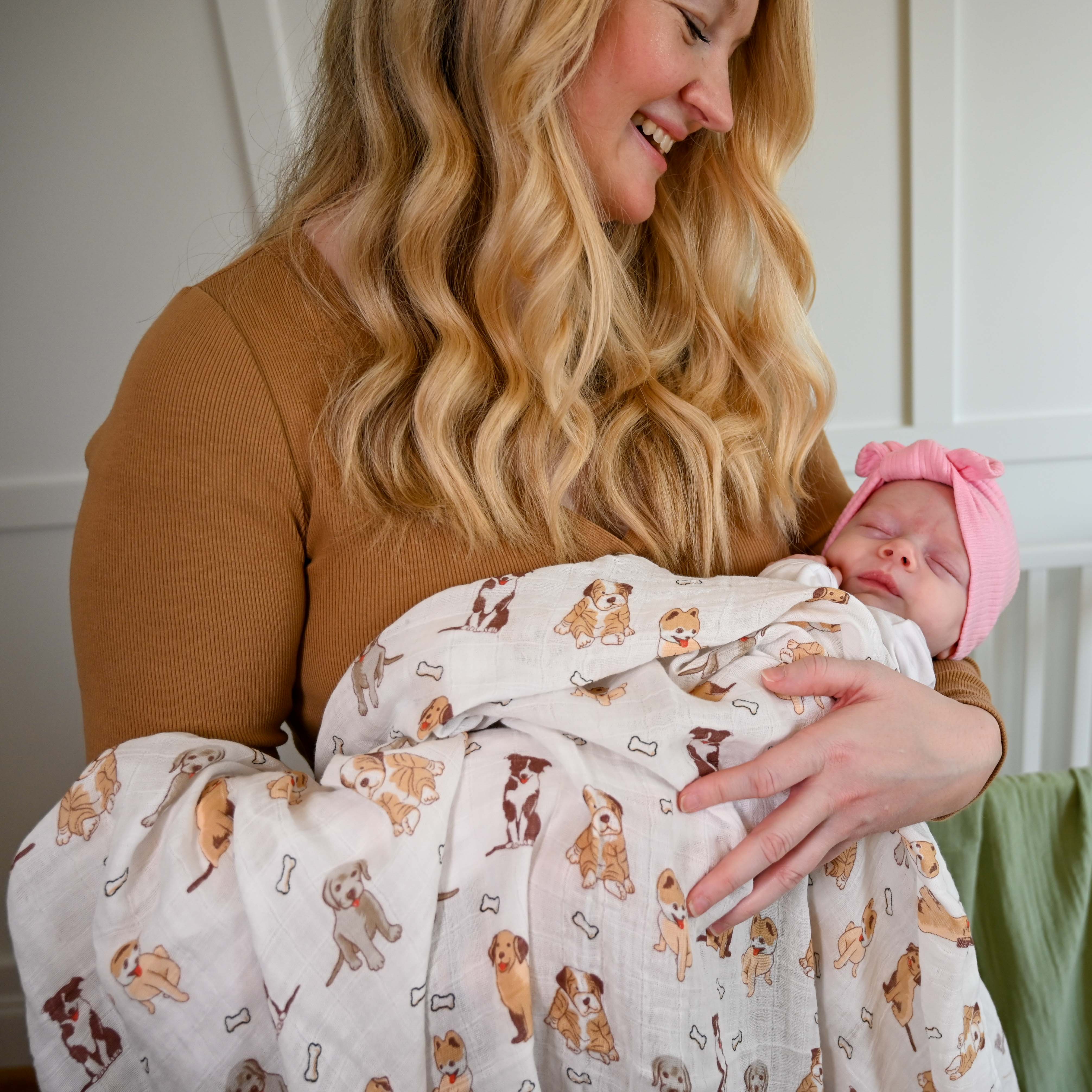 Woof Woof Muslin Swaddle Blanket