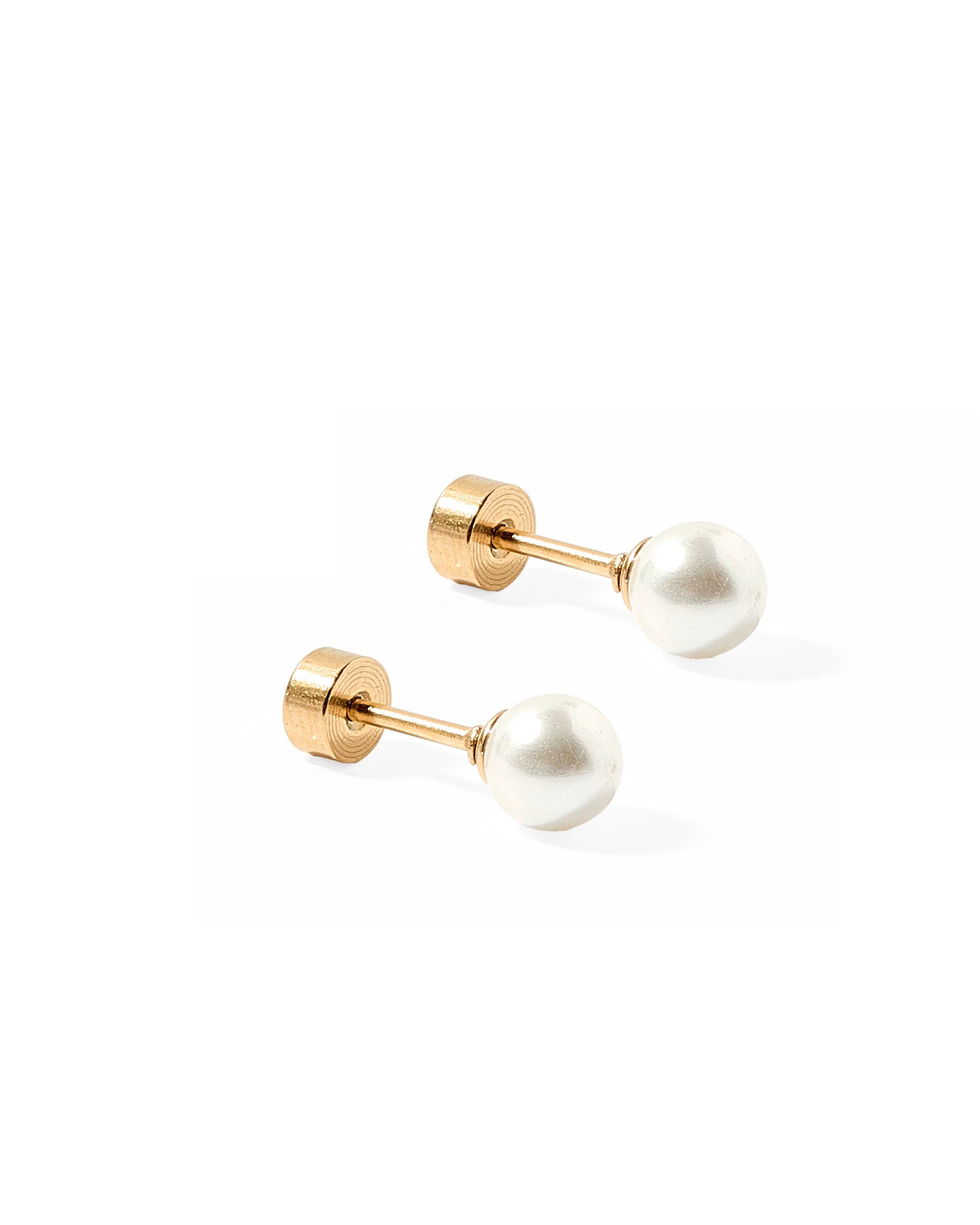 Payton 5mm White Pearl Screwback Stud Earrings