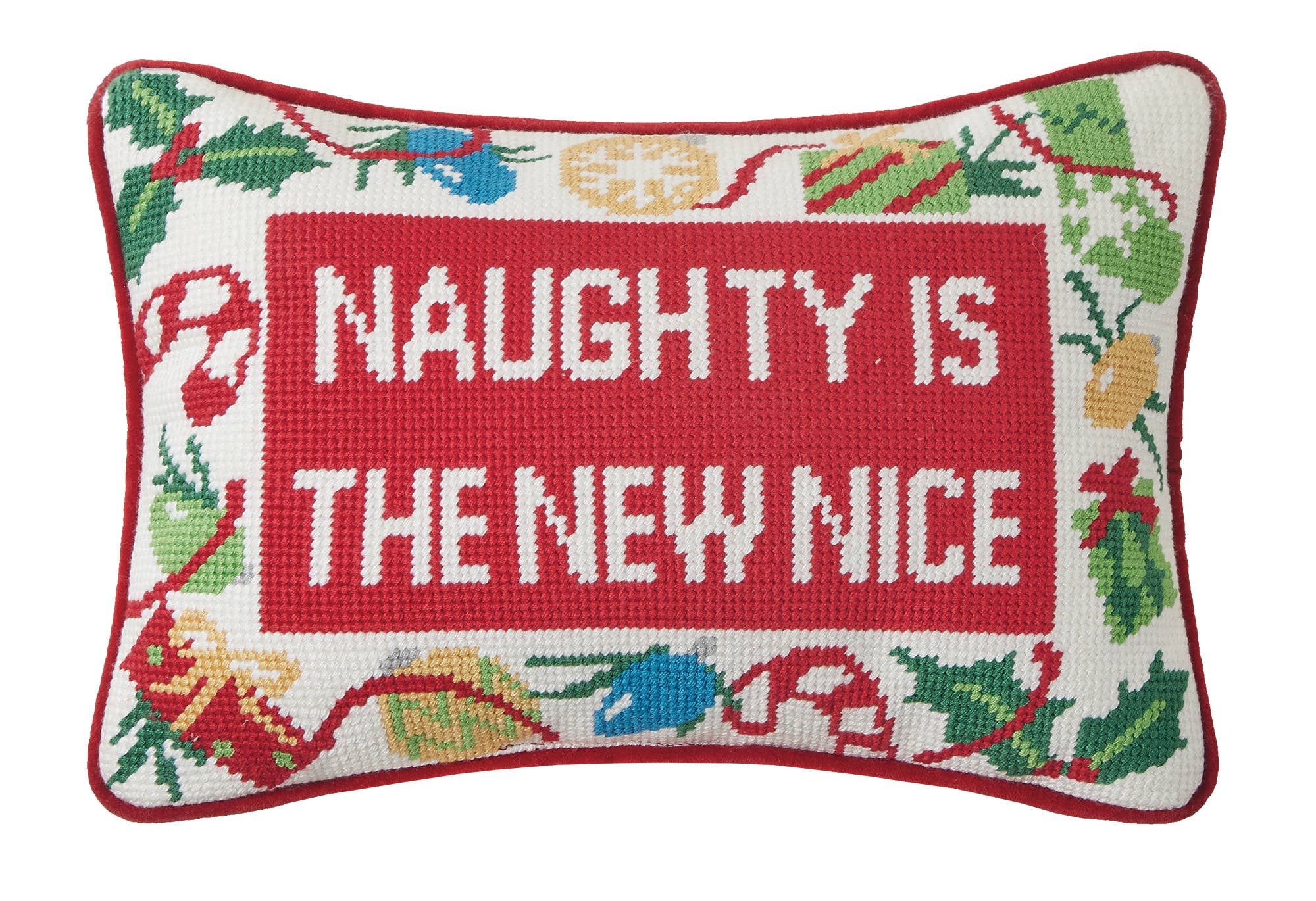 Naughty Is The New Nice Embroidered Pillow