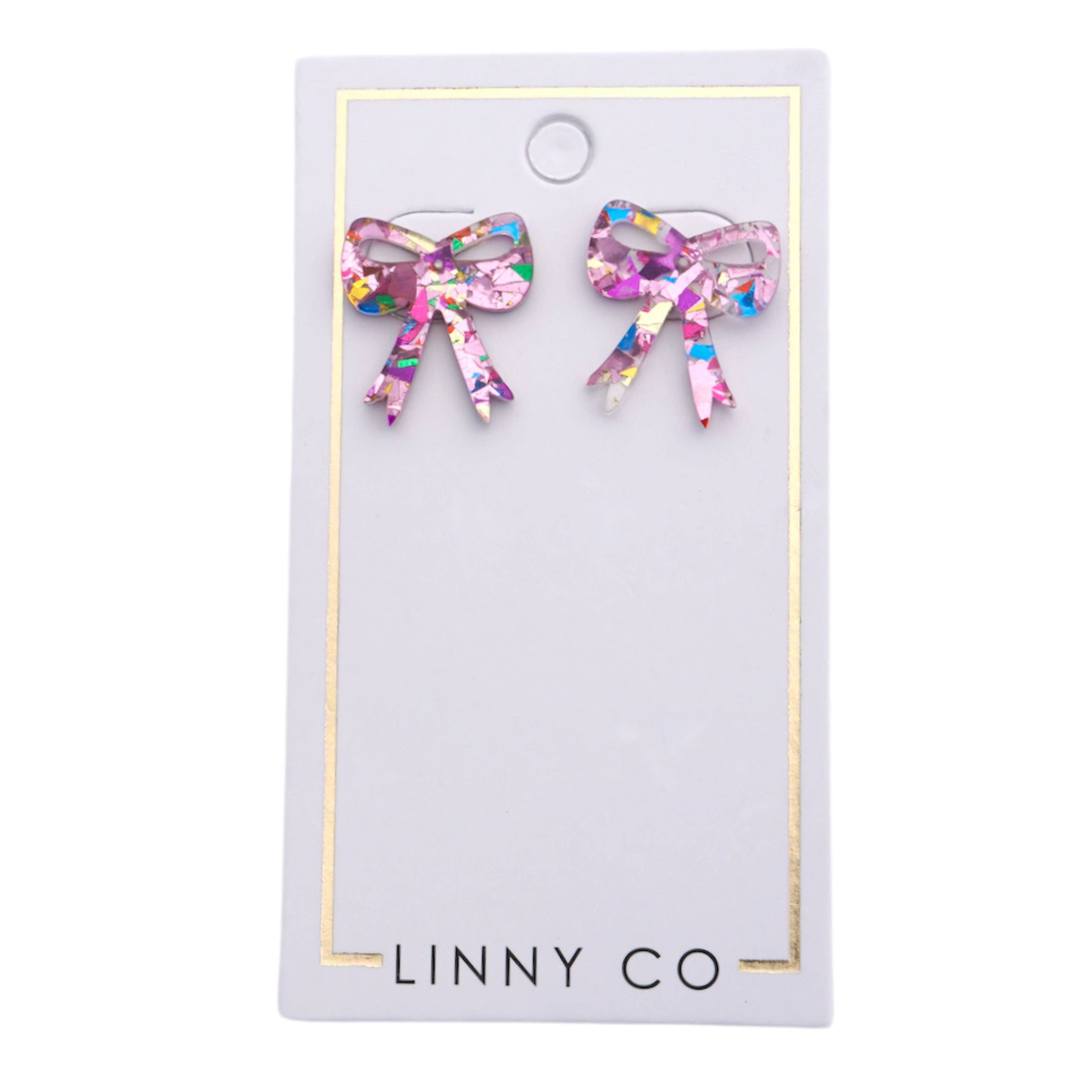 Sophia Bow Earring in Pink Birthday Confetti